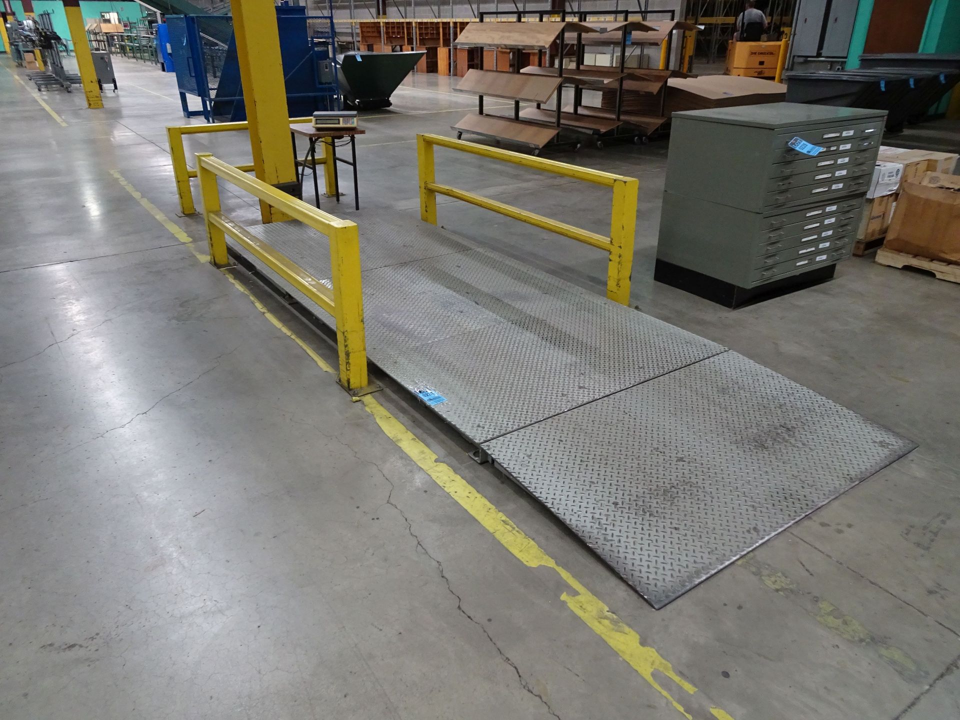 5,000 LB. (APPROX.) WEIGH PLATE FLOOR TYPE PLATFORM SCALE WITH TOLEDO ELECTRONIC READ OUT AND