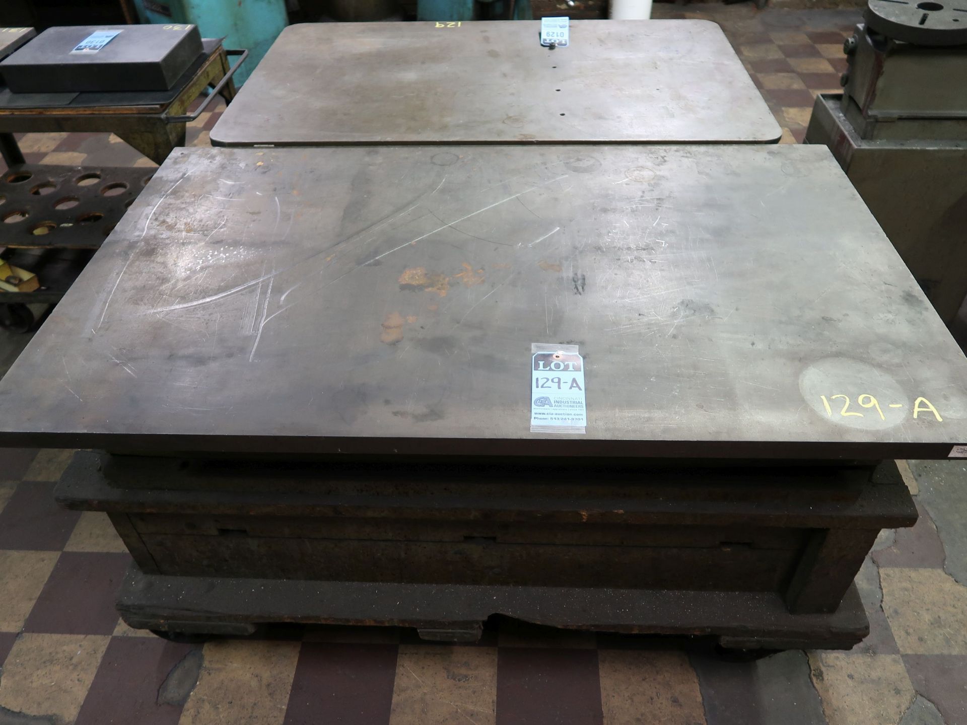 36" X 60" X 6" HIGH CAST IRON SURFACE PLATE WITH CART