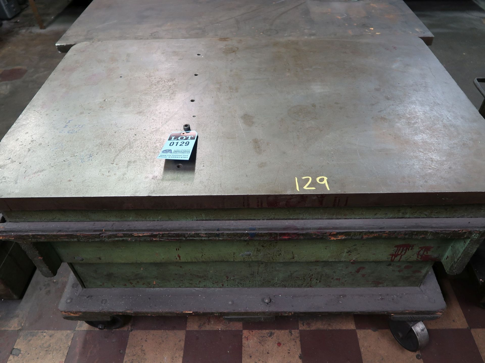 34" X 54" X 6" HIGH CAST IRON SURFACE PLATE WITH CART