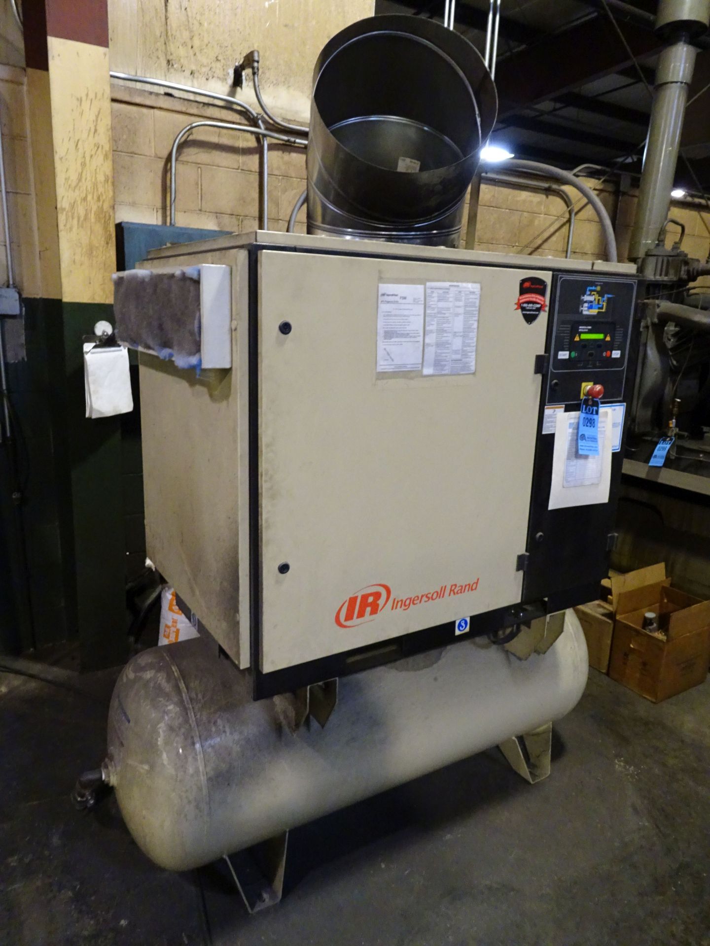 25 HP INGERSOLL-RAND MODEL UP6-25-125 HORIZONTAL TANK AIR COMPRESSOR; S/N CBV330067, 7,305 LOAD