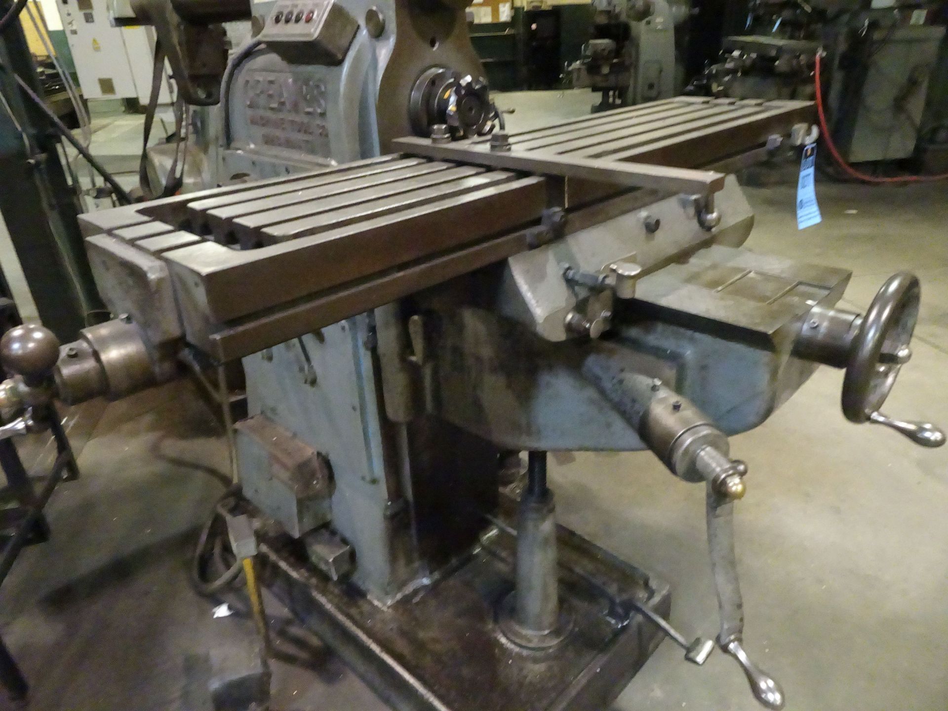 GREAVES HORIZONTAL MILLING MACHINE, SPINDLE SPEED 20-1,000 RPM, 12" X 52" TABLE - Image 5 of 7