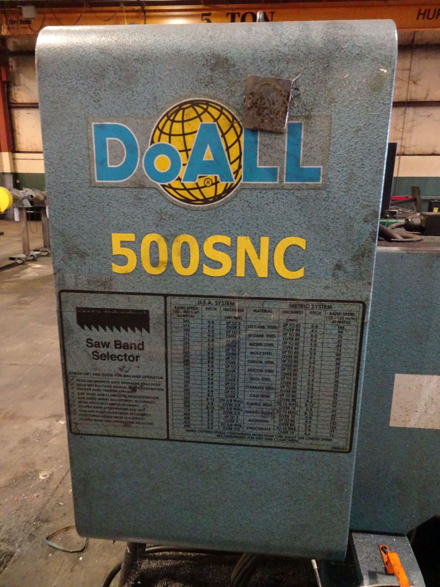 14" X 20" DOALL MODEL 500SNC AUTOMATIC HORIZONTAL BAND SAW, PLC CONTROL, BAR FEED, 60 DEGREE - Image 2 of 7