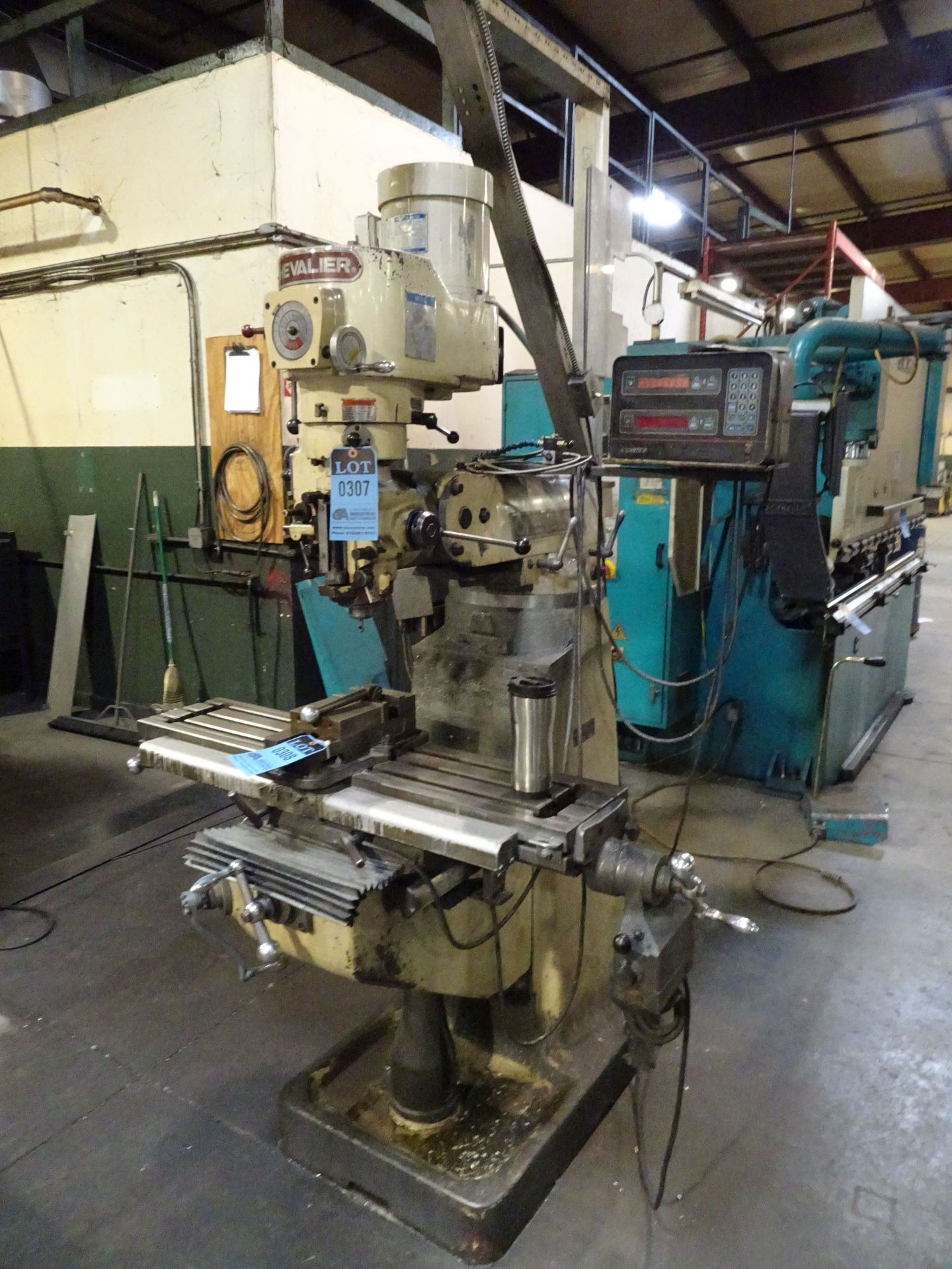 3 HP CHEVALIER VERTICAL MILLING MACHINE; S/N N/A, SPINDLE SPEED 60-4,500 RPM, 9" X 42" POWER