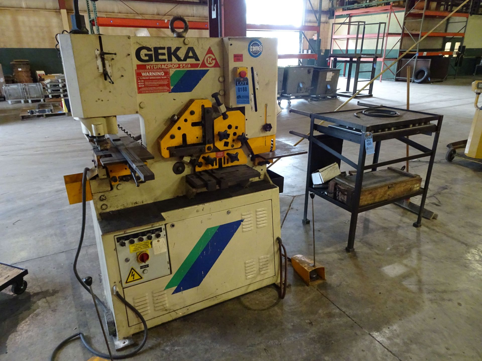 50 TON GEKA HYDRACROP 50A HYDRAULIC IRONWORKER; S/N 9028, WITH TOOLING (NEW 1995)