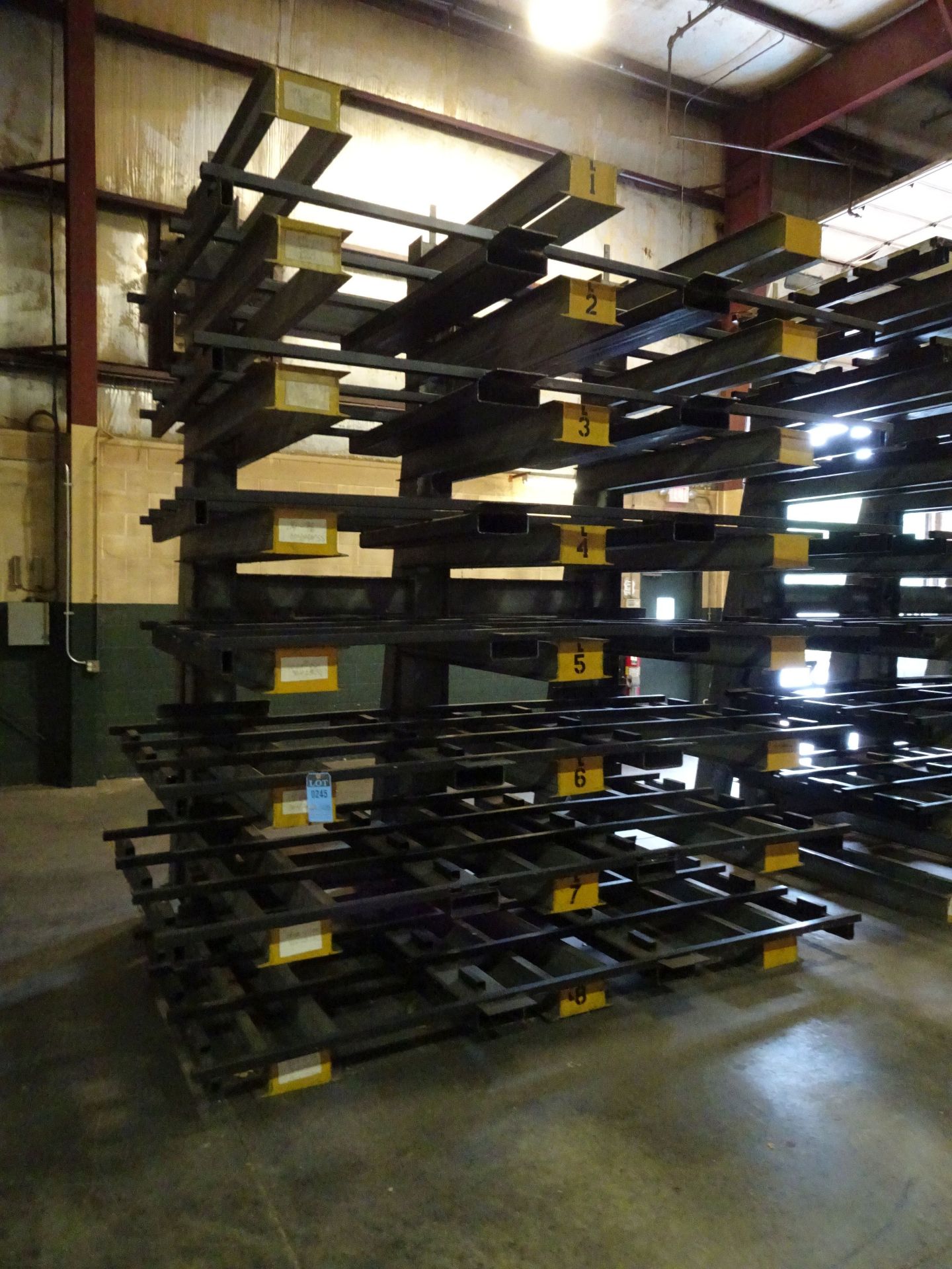 54" ARM X 96" WIDE X 144" HIGH SINGLE SIDED HEAVY DUTY STEEL CANTILEVER RACK