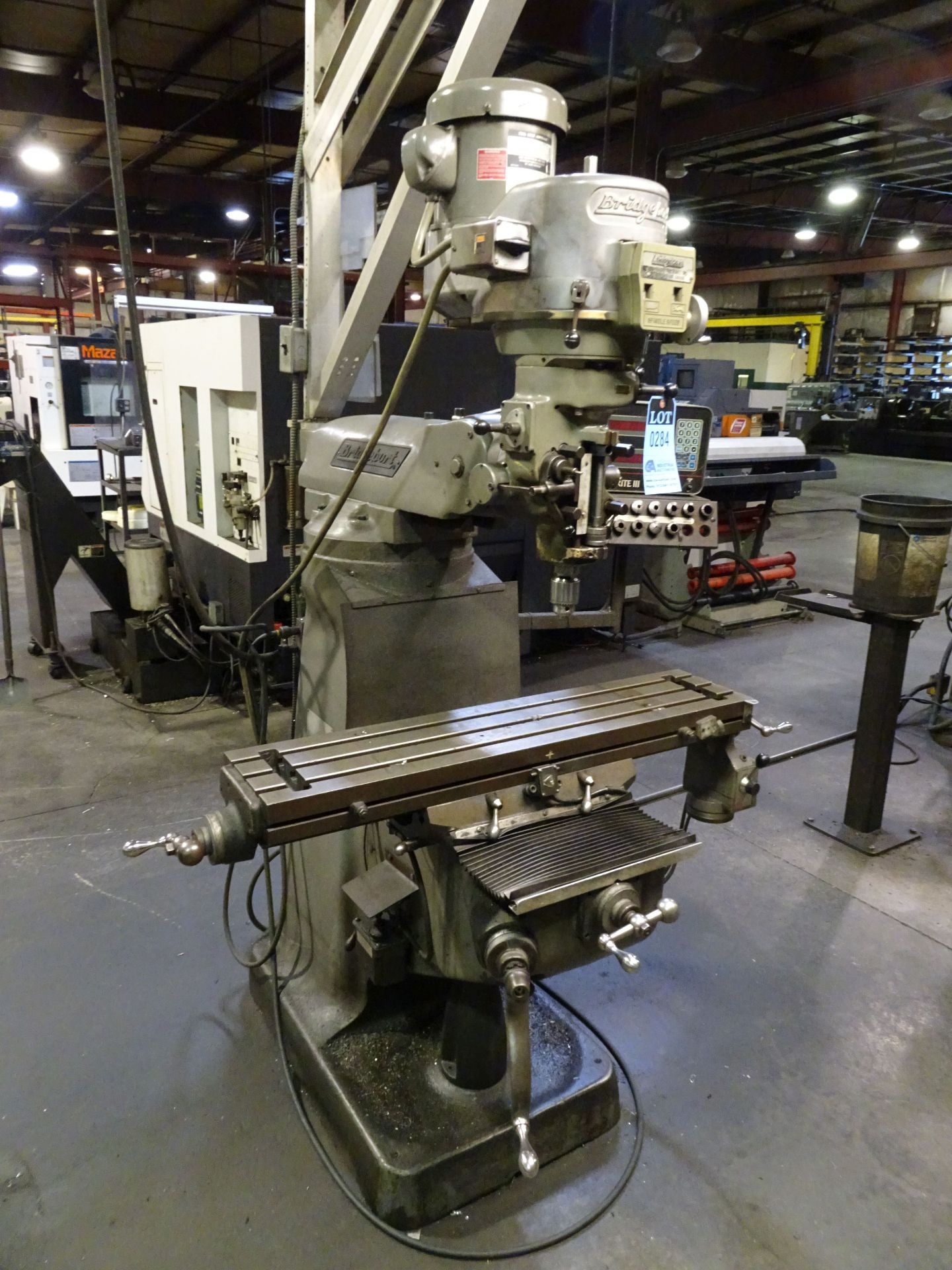 2 HP BRIDGEPORT VERTICAL MILLING MACHINE; S/N 354556, SPINDLE SPEED 60-4,200 RPM, 9" X 42" POWER