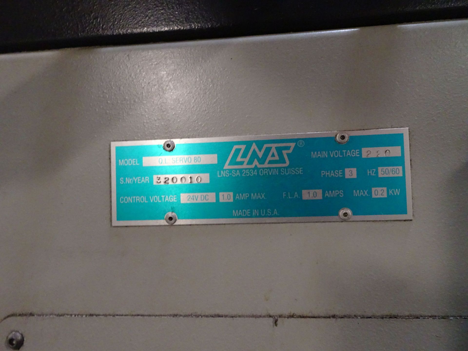 LNS MODEL QL SERVO 80 MAGAZINE BAR FEED; S/N 320010 ***SUBJECT TO OVERALL*** - Image 4 of 8