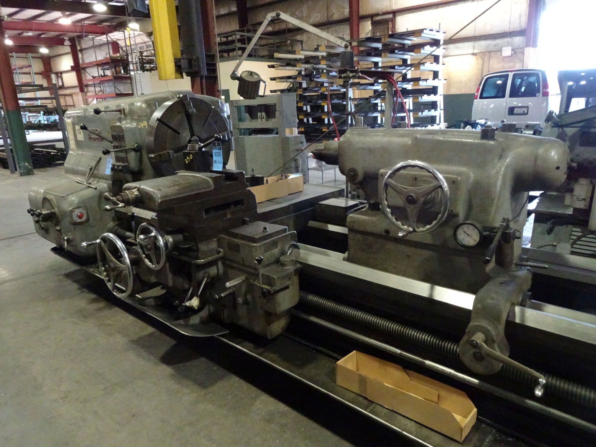 43" X 15' AMERICAN PACEMAKER GEARED HEAD LATHE, SPINDLE SPEED 6-600 RPM, 28" 4-JAW CHUCK, 2-3/4" - Image 2 of 9