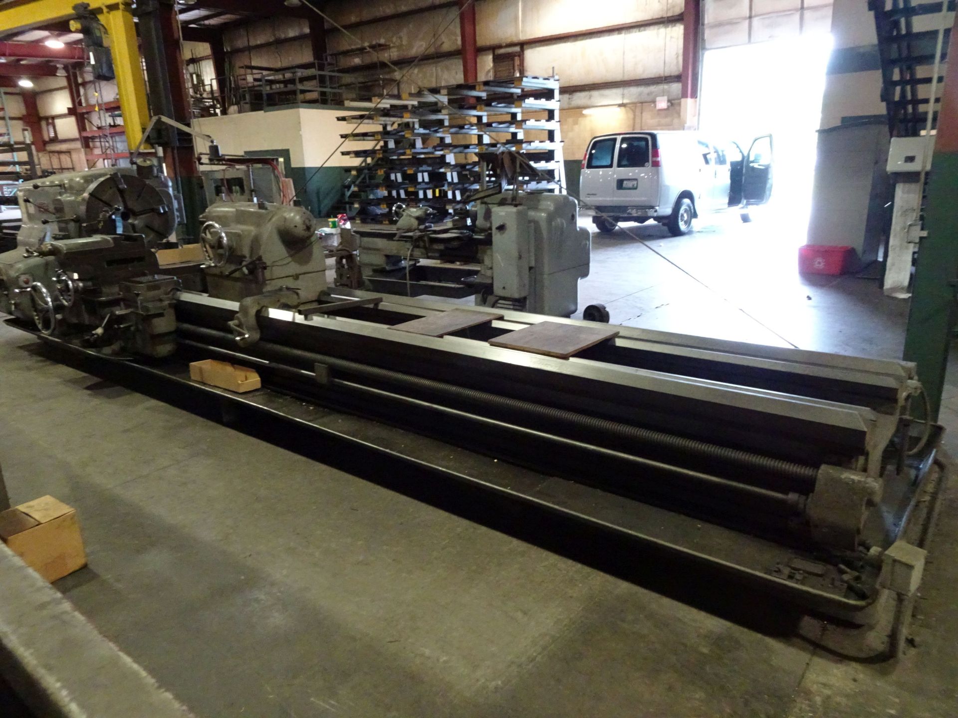 43" X 15' AMERICAN PACEMAKER GEARED HEAD LATHE, SPINDLE SPEED 6-600 RPM, 28" 4-JAW CHUCK, 2-3/4"