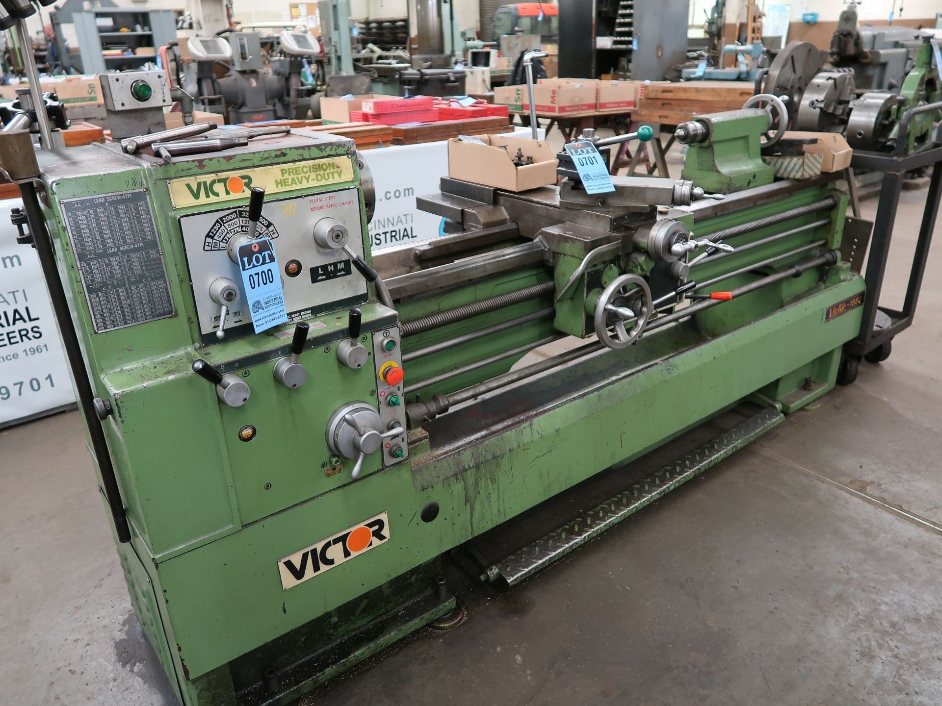 16" X 60" VICTOR MODEL 1660E GEARED HEAD ENGINE LATHE; S/N 971208, SPINDLE SPEED 40-2,000 RPM, TAPER