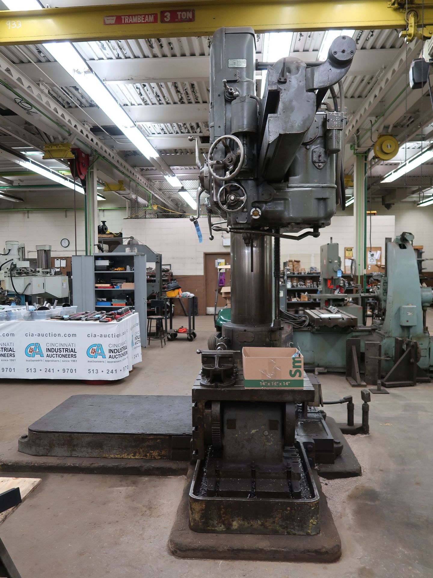 5' ARM X 15" COLUMN CARLTON RADIAL ARM DRILL; S/N 3A-4999, SPINDLE SPEEDS 12-1,200 RPM, 30" X 24" - Image 4 of 12