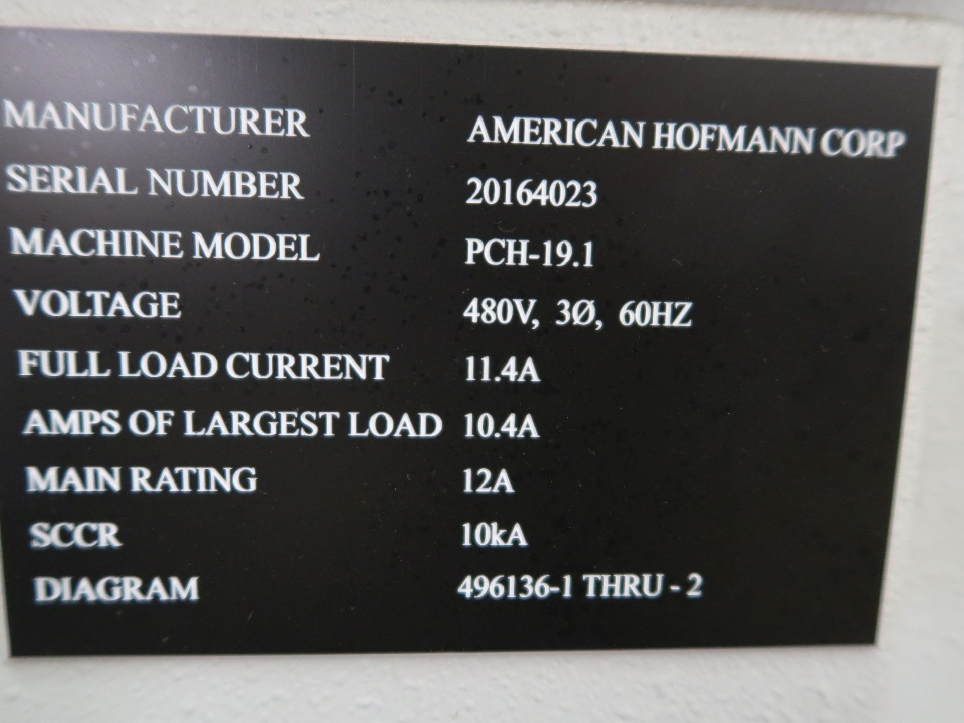 AMERICAN HOFFMAN MODEL PCH-19.1 CNC BALANCING MACHINE; S/N 20164023, MAX WEIGHT 1,550 LB. MAX PART - Image 5 of 5