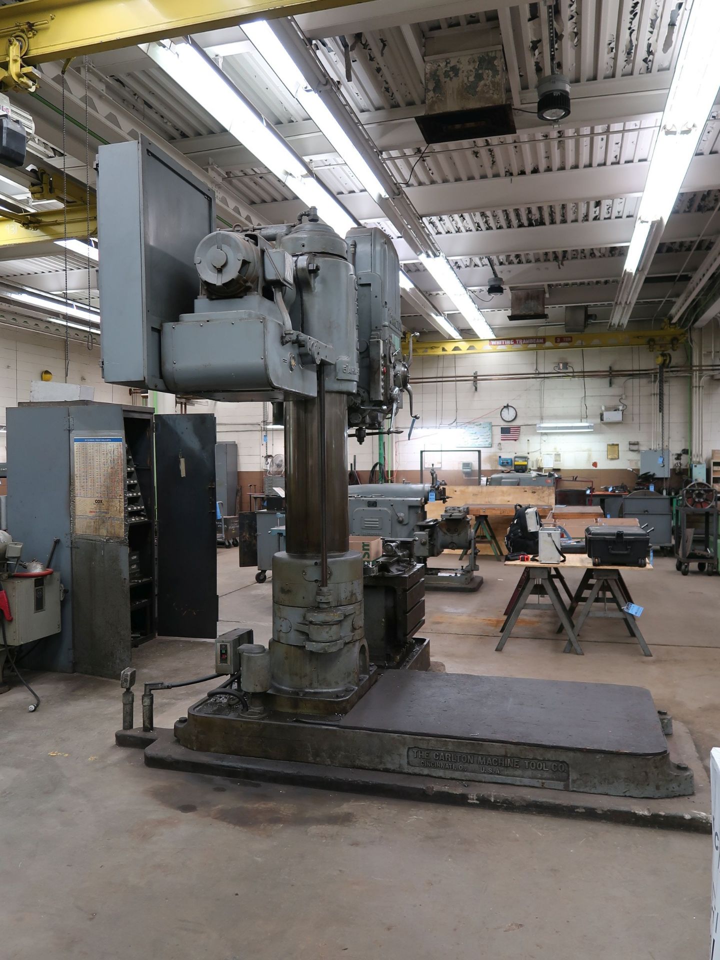 5' ARM X 15" COLUMN CARLTON RADIAL ARM DRILL; S/N 3A-4999, SPINDLE SPEEDS 12-1,200 RPM, 30" X 24" - Image 2 of 12