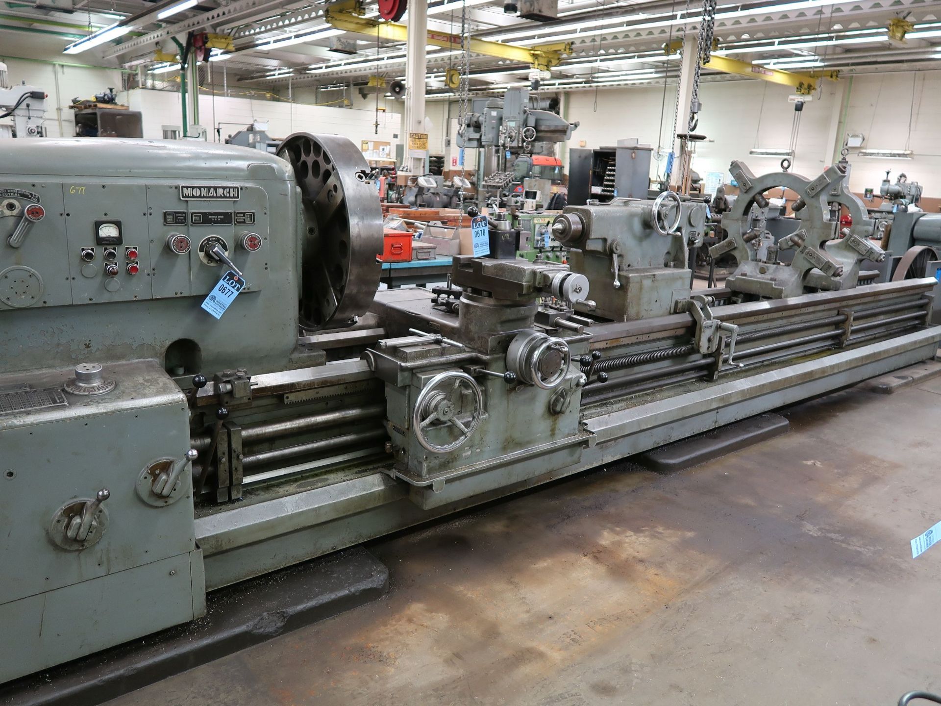 28" X 192" MONARCH MODEL 3220-28X192 GEARD HEAD ENGINE LATHE; S/N 49825, SPINDLE SPEED 31 - 1,140