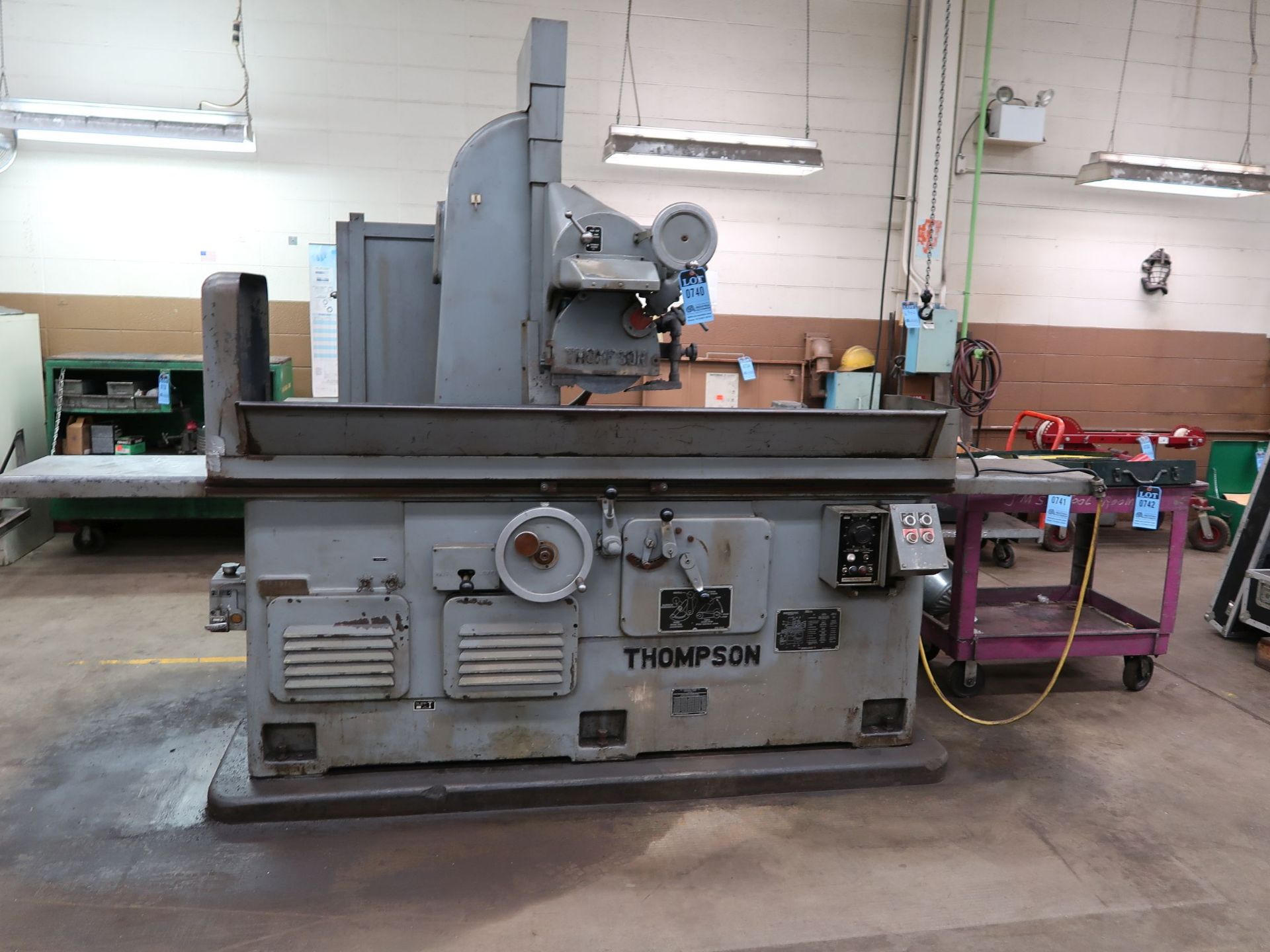 12" X 36" THOMPSON HYDRAULIC AUTOMATIC SURFACE GRINDER; S/N 3B687652, 12" X 36" ELECTRO MAGNETIC