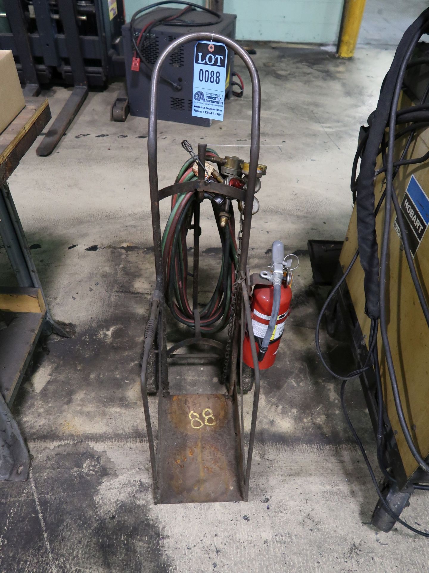 OXY-ACETYLENE CART WITH HOSE, GAUGES AND TORCH