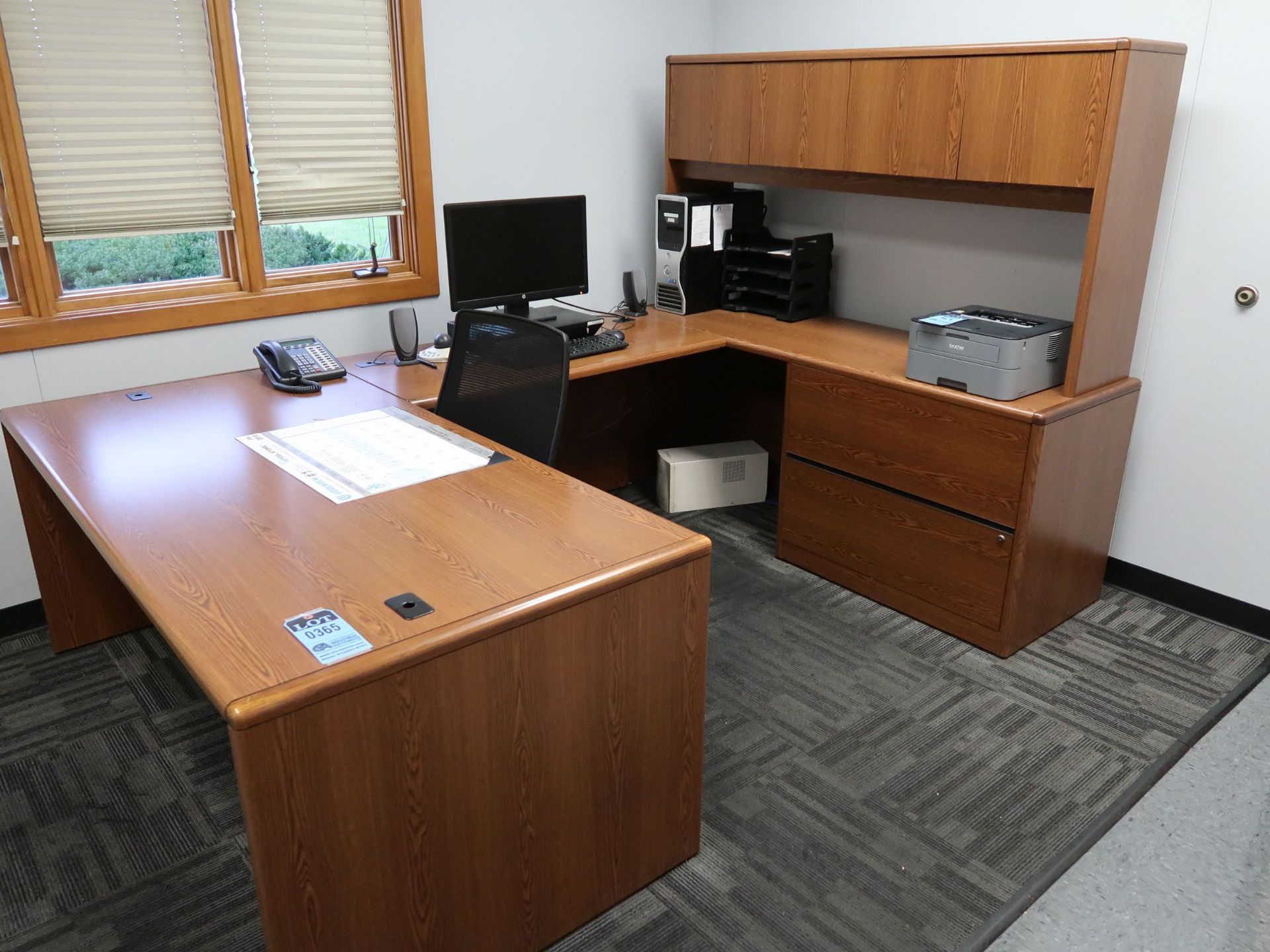 U-SHAPED LAMINATED OFFICE WORK STATION WITH BOOKCASE