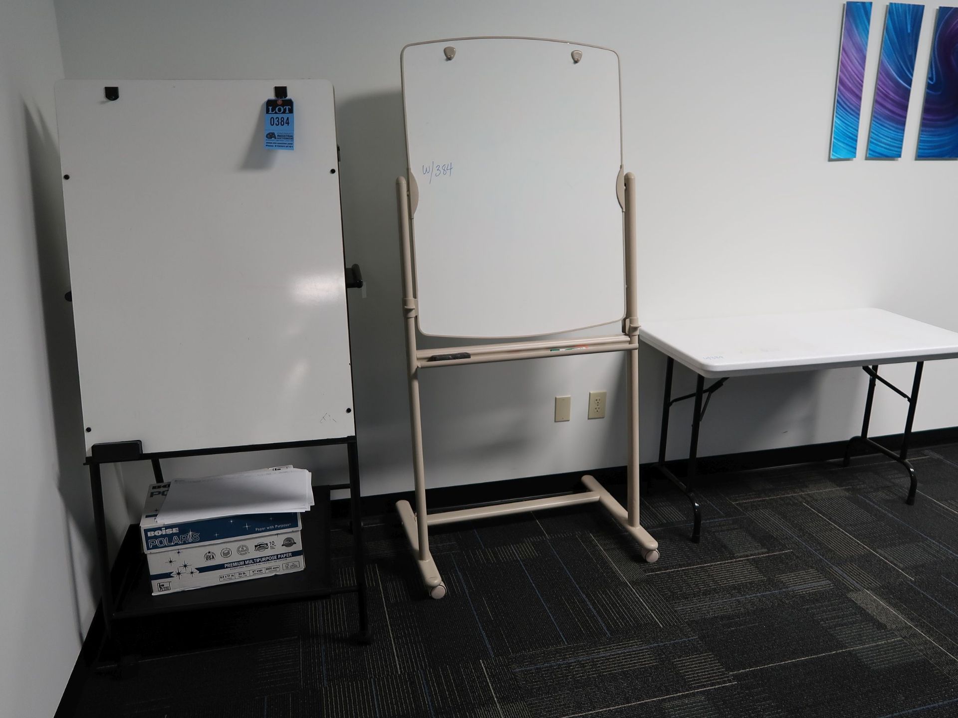 DRY ERASE BOARDS W/ FOLDING TABLE