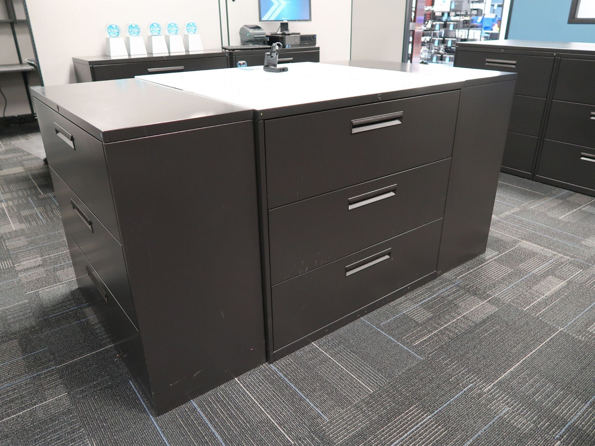 42" WIDE THREE-DRAWER BLACK LATERAL FILE CABINETS - Image 2 of 2