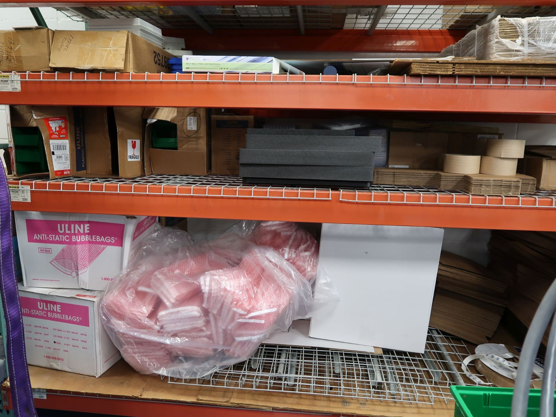 (LOT) MISC. SHIPPING SUPPLIES ON (4) ROWS OF SHELVING *NO RACK OR WIRE DECKING BEAMS* - Image 2 of 2