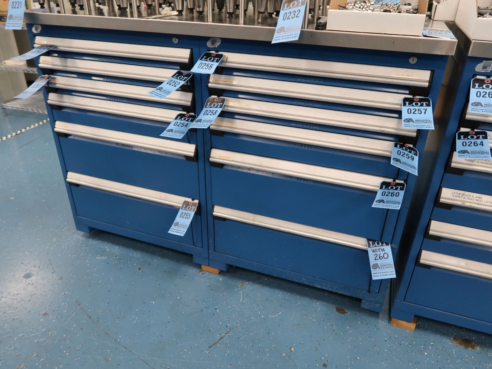 30" X 27" X 43" HIGH ROUSSEAU SIX-DRAWER TOOL CABINETS W/ WOOD TOP & STAINLESS STEEL COVER