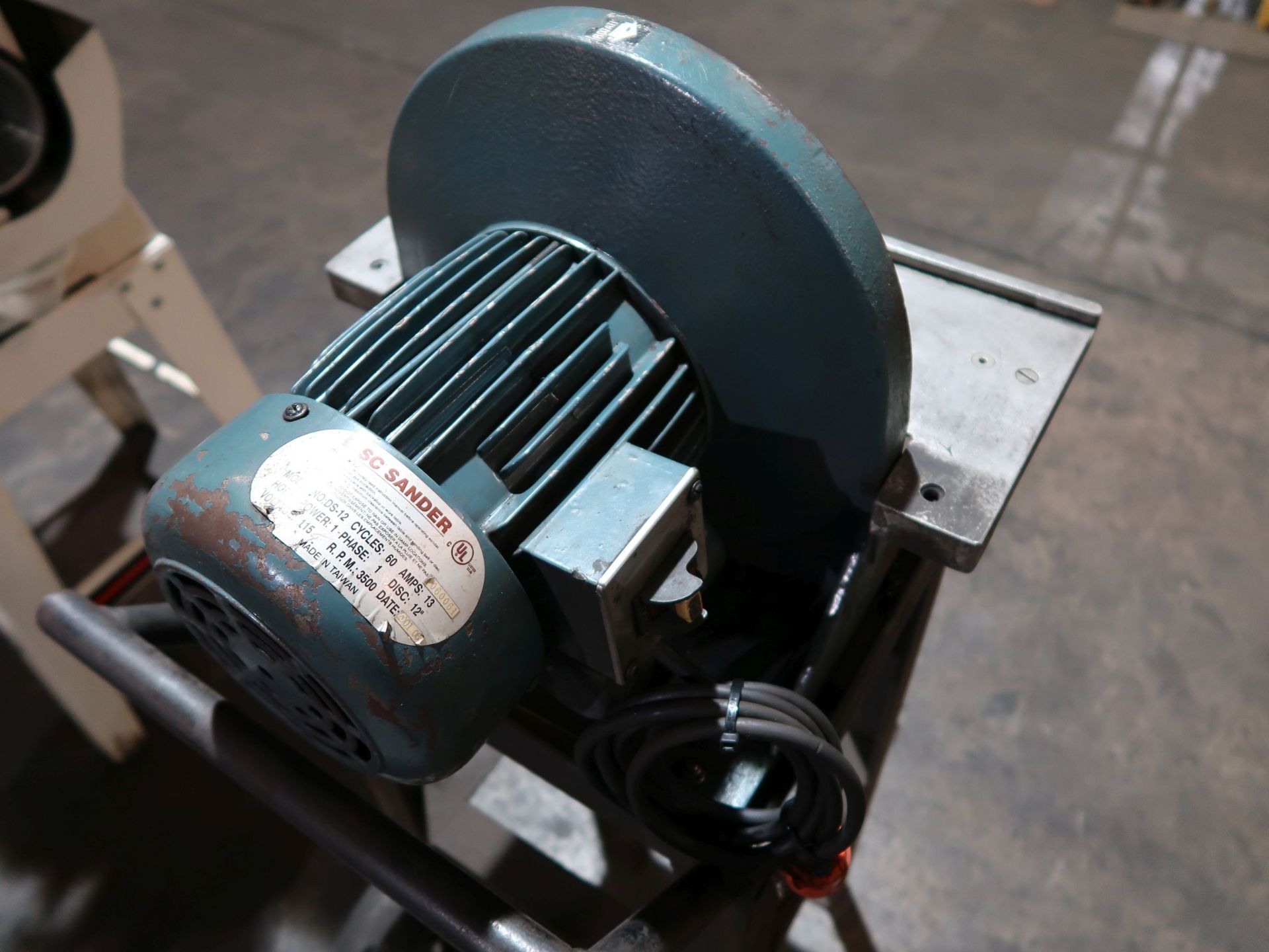 12" MFG. UNKNOWN DISC SANDER WITH STAND - Image 2 of 3