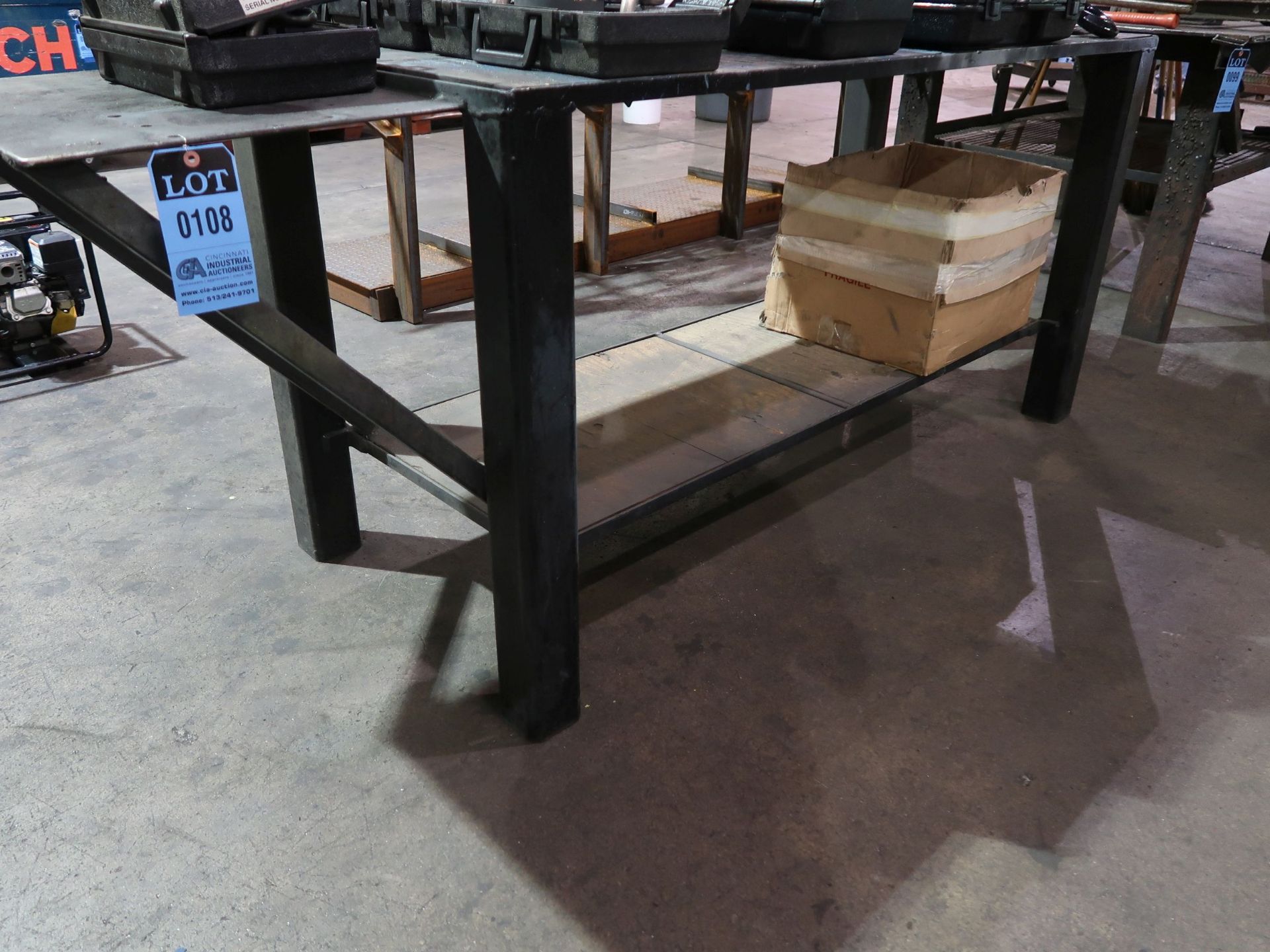 30" X 72" X 36" HIGH WELDED STEEL FRAME WOOD TOP TABLE **DELAY REMOVAL - PICK UP 10-16-18**