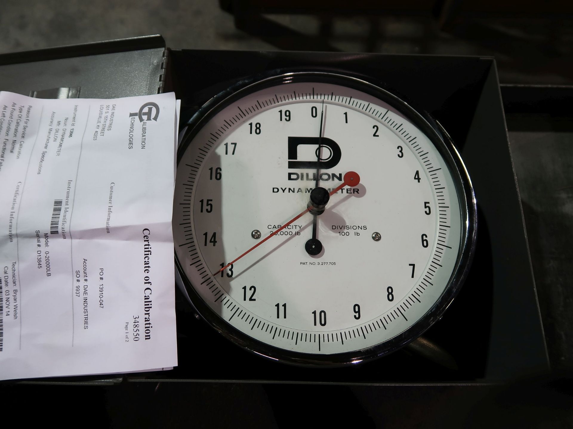 20,000 LB. CAPACITY DILLON MODEL 0-20,000 LB. DYNAMOMETER; S/N D891051