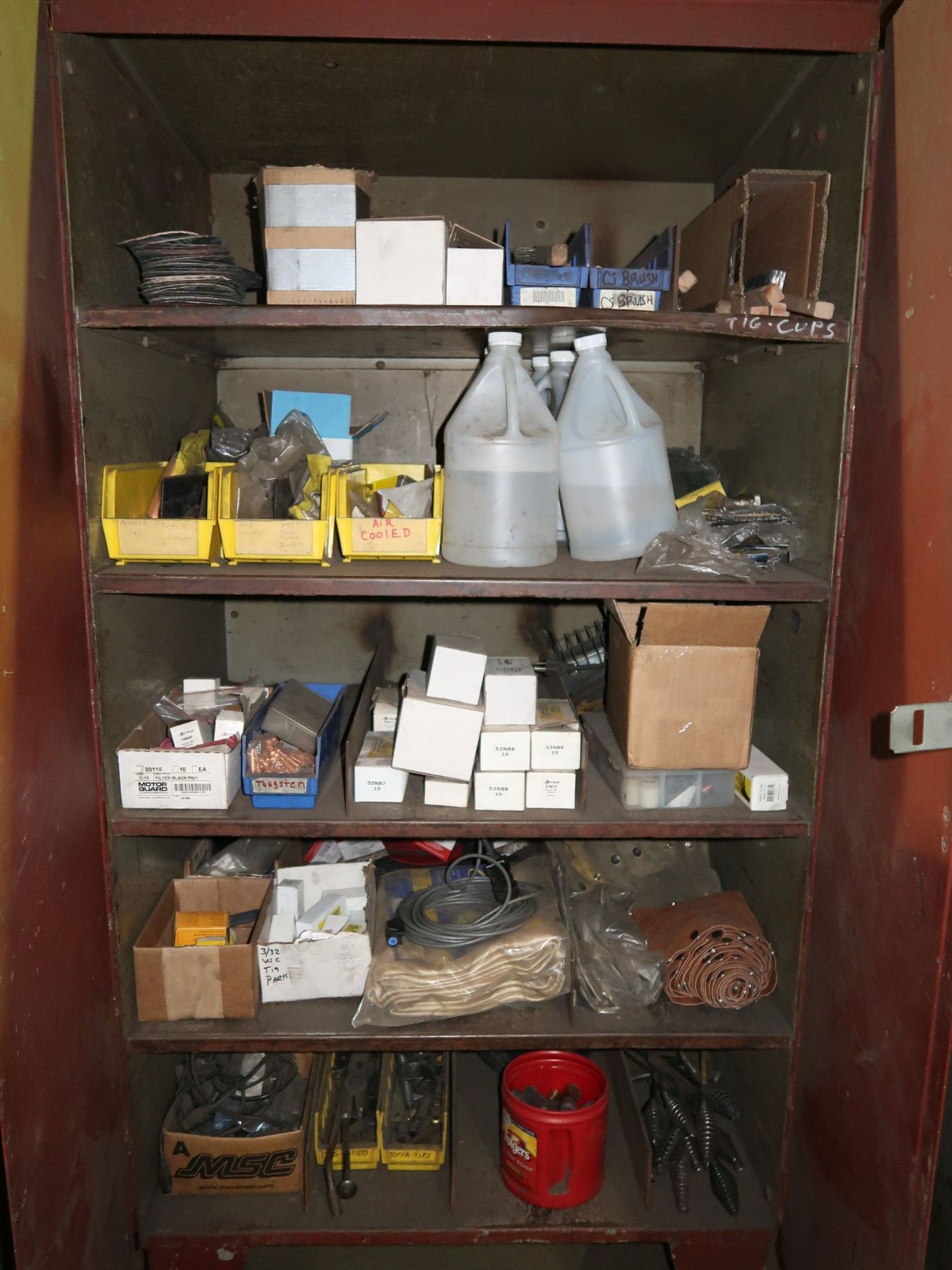 (LOT) WELDING SUPPLIES AND ACCESSORIES WITH CABINET