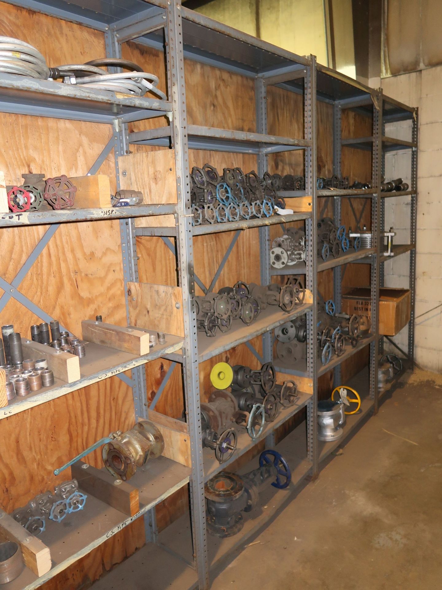 CONTENTS OF (6) SECTIONS OF SHELVING INCLUDING PLUMBING ELBOWS, UNIONS, VALVES - Image 2 of 2