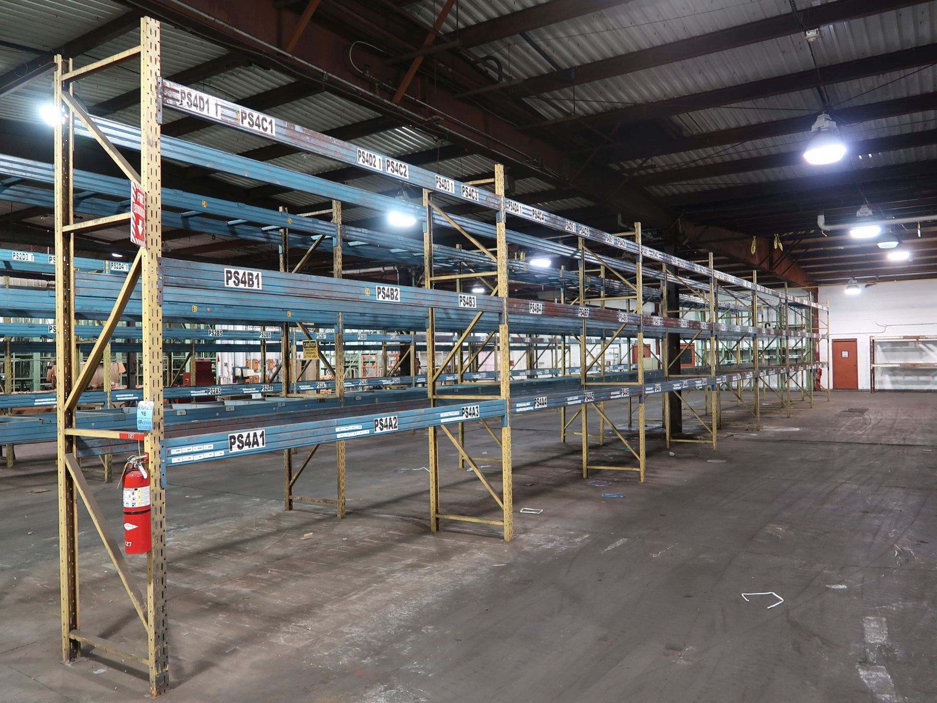 SECTIONS 36" X 144" X 132" ADJUSTABLE BEAM PALLET RACK WITH (8) 36" X 132" UPRIGHTS, (42) 144" CROSS