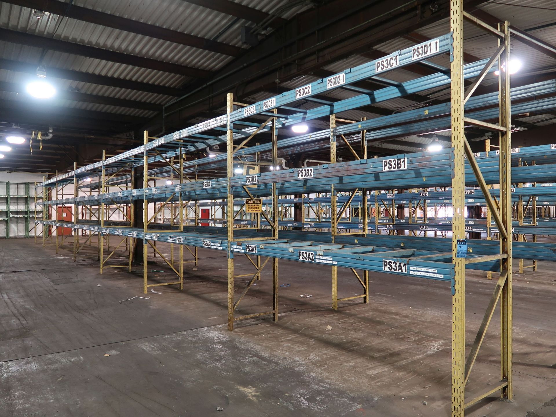 SECTIONS 36" X 144" X 132" ADJUSTABLE BEAM PALLET RACK WITH (8) 36" X 132" UPRIGHTS, (42) 144" CROSS
