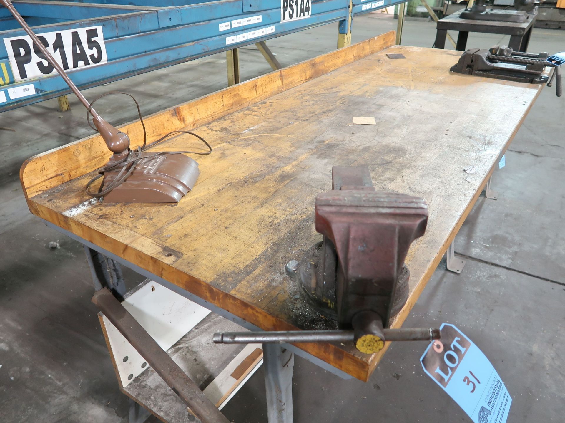 36" X 96" STEEL FRAME WOOD TOP BENCH (NO VISE) - Image 3 of 3