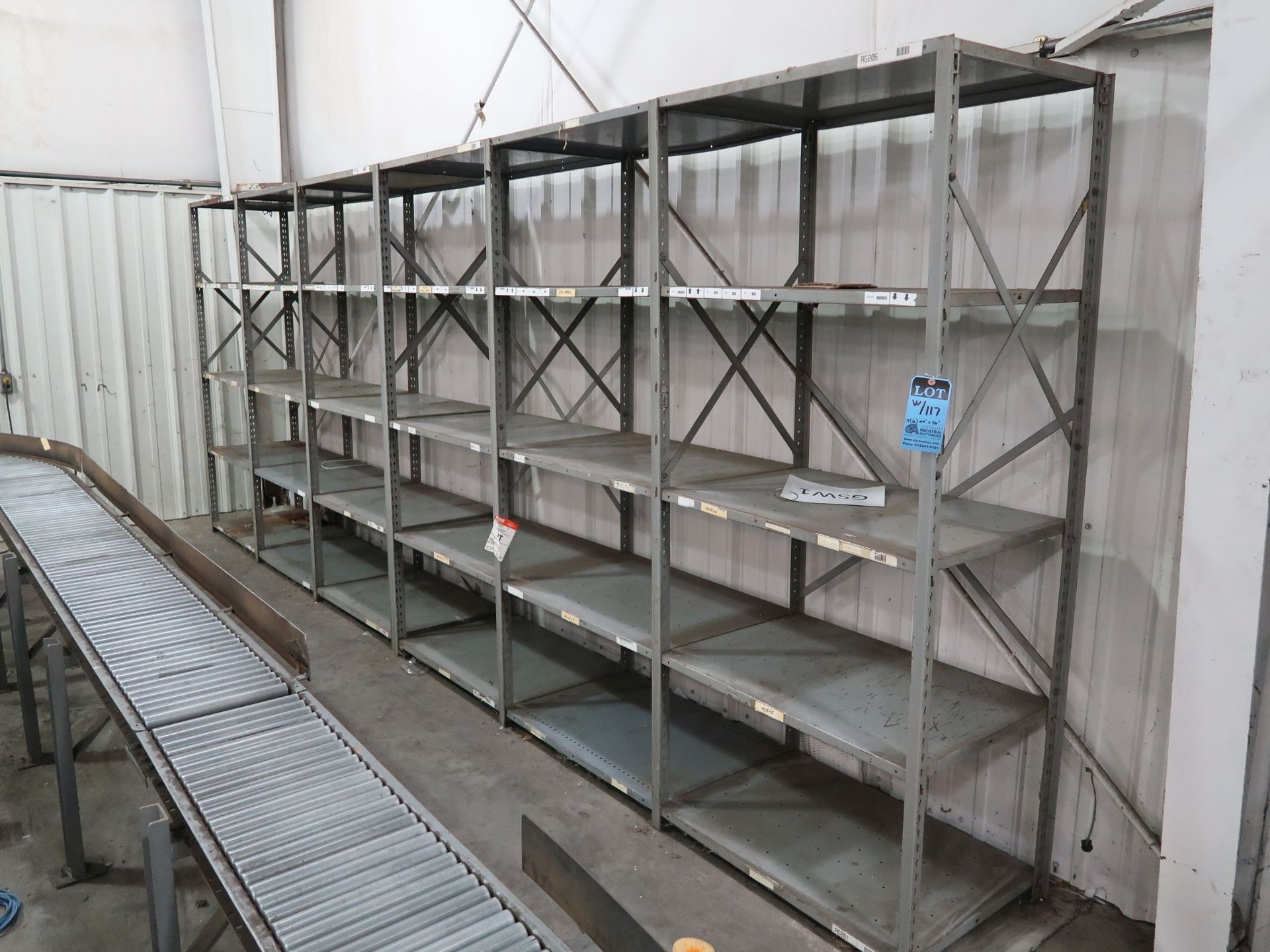 SECTIONS 24" X 36" X 85" STEEL SHELVES, (6) SHELVES PER SECTION