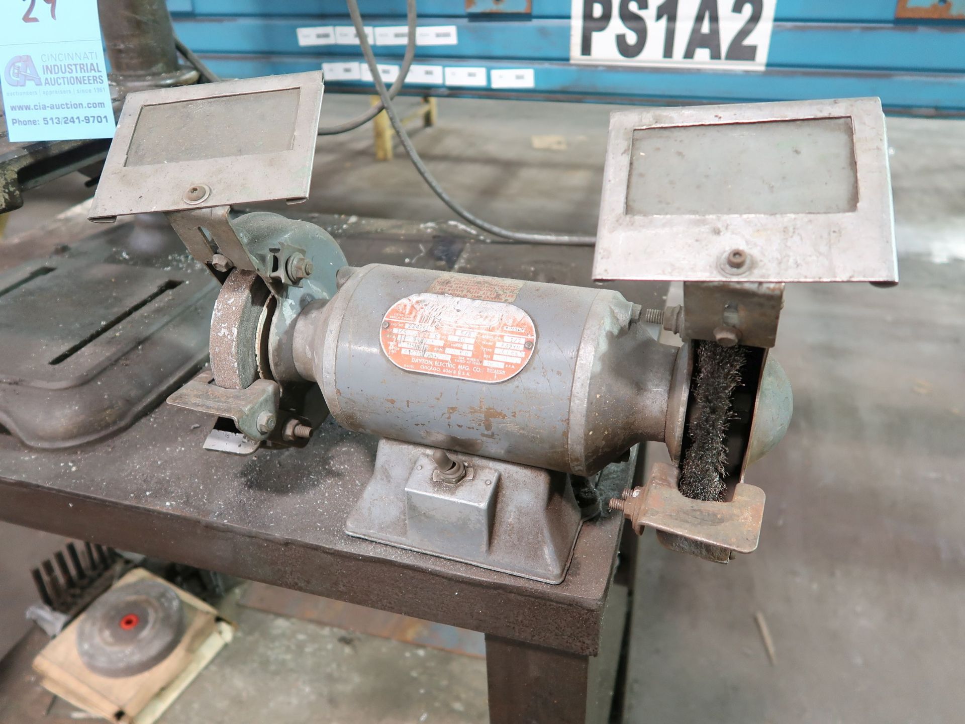 (LOT) 14" DELTA BENCH DRILL, 6" DE GRINDER AND 24" X 36" HEAVY DUTY STEEL BENCH - Image 5 of 7