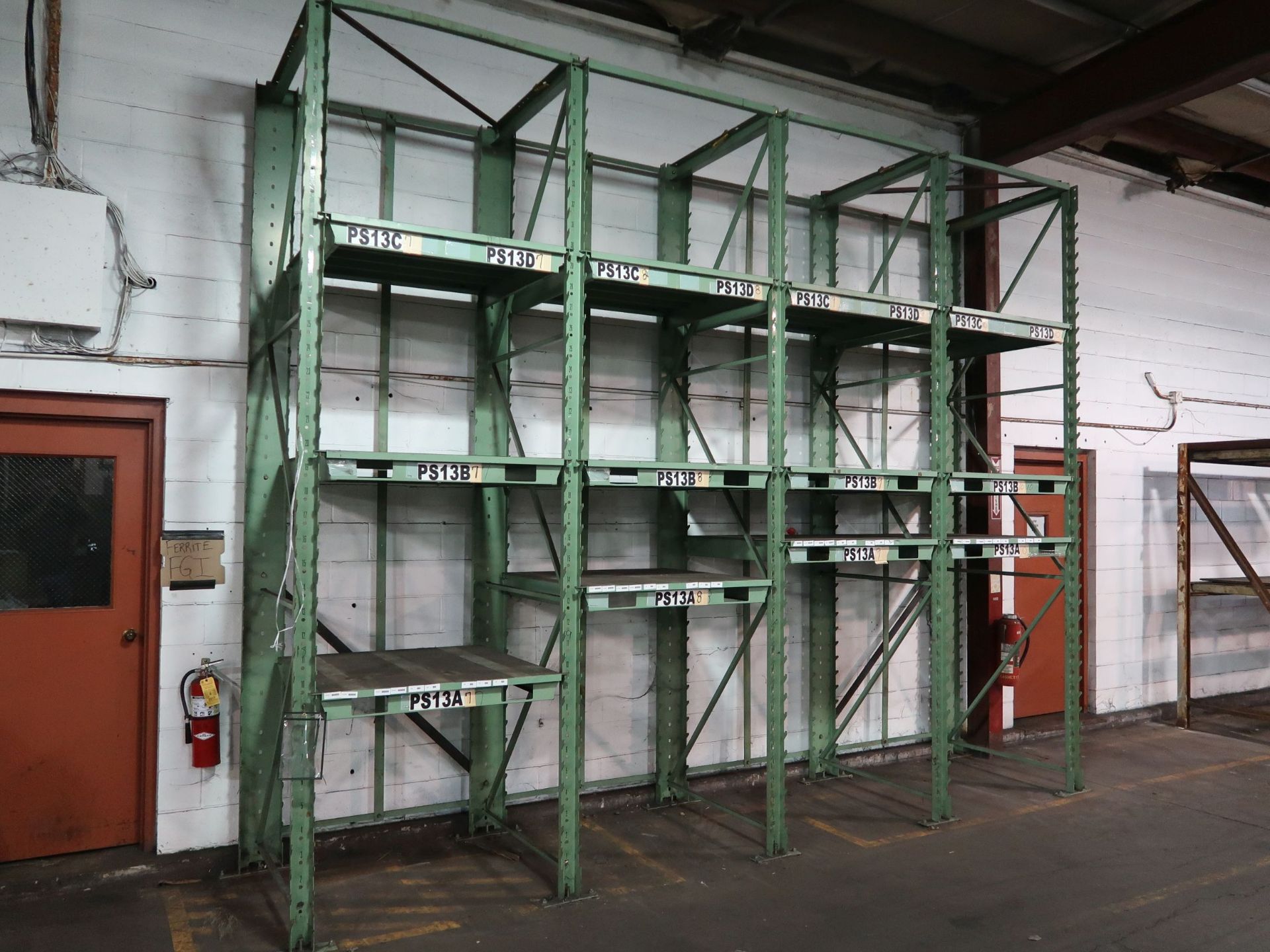 (LOT) (4) SECTIONS 43" X 43" X 154" STANLEY VIDMAR "STAK SYSTEM" RACKS WITH (12) 43" X 43" PALLETS