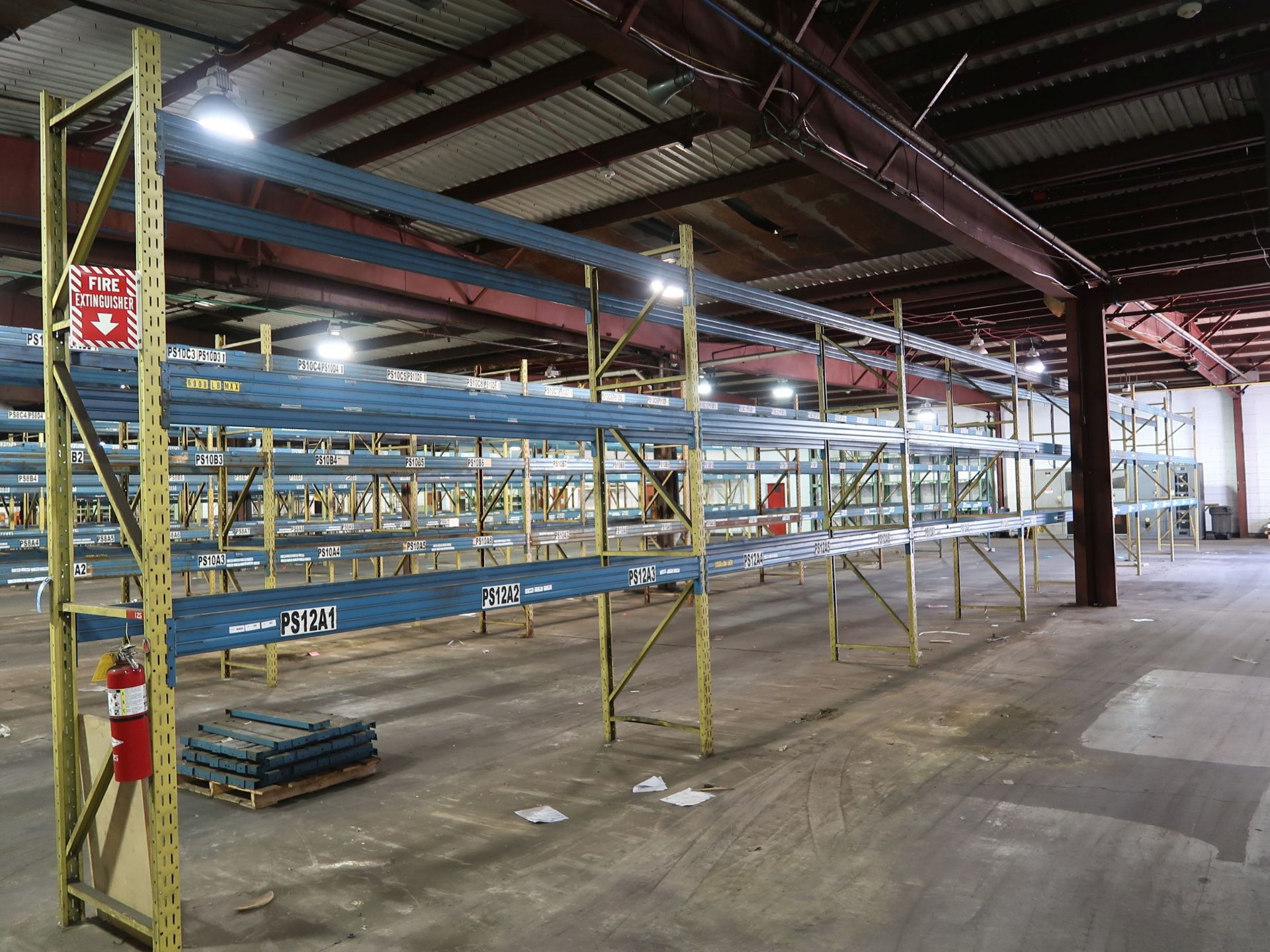 SECTIONS 36" X 144" X 132" ADJUSTABLE BEAM PALLET RACK WITH (8) 36" X 132" UPRIGHTS, (42) 144" CROSS