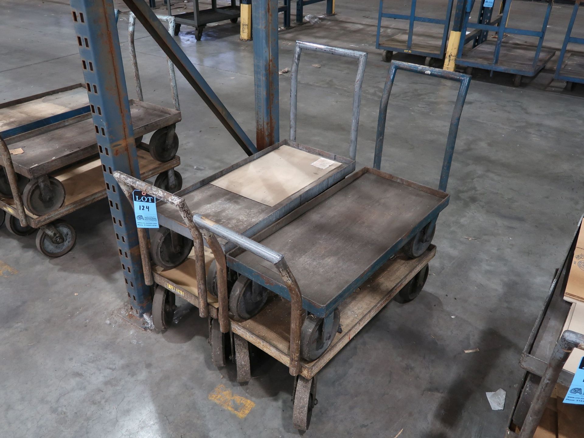 (LOT) (4) 17" X 37" STEEL FRAMED CARTS