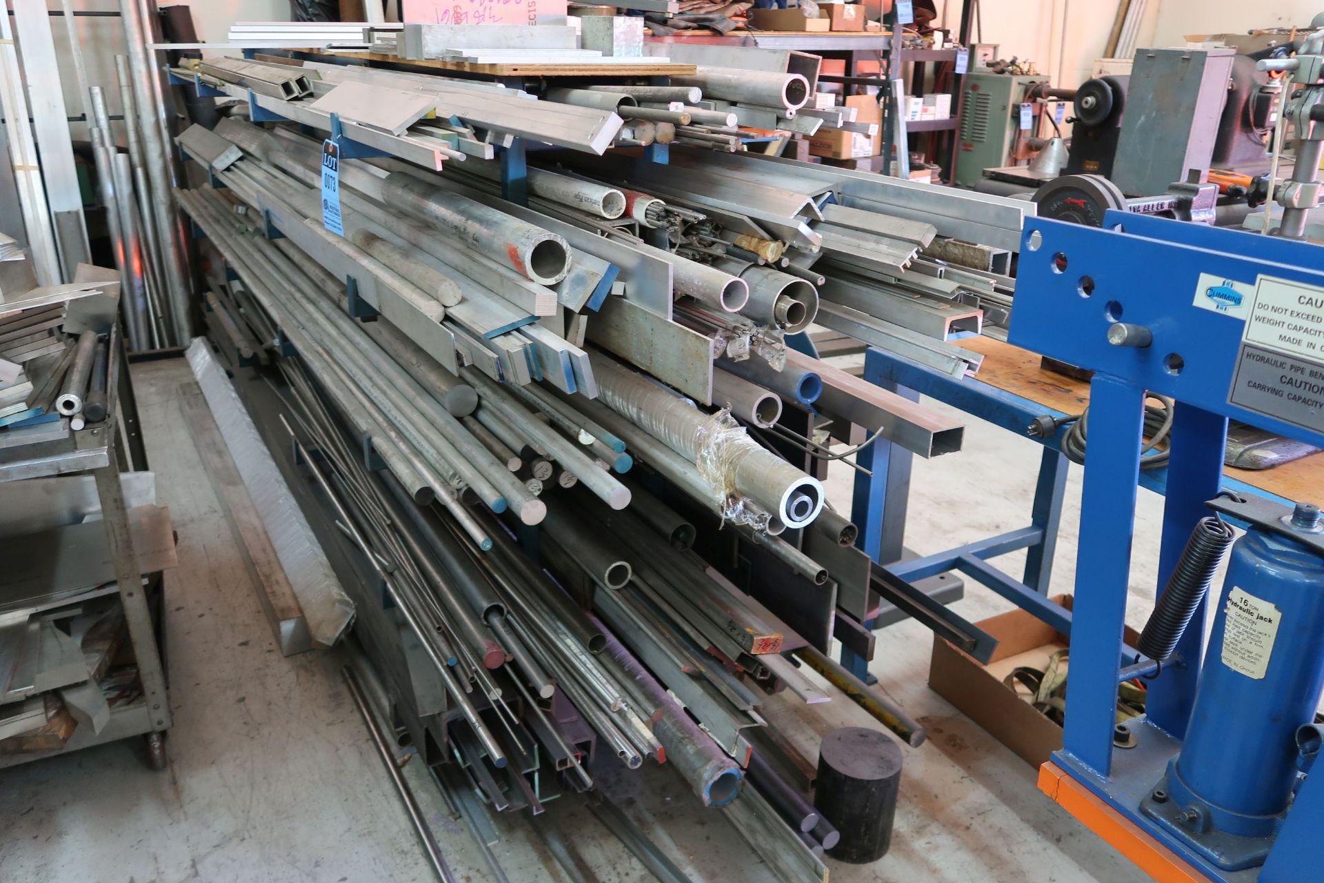 12" ARM X 108" LONG X 56" HIGH 2-SIDED CANTILEVER RACK WITH MISCELLANEOUS BAR AND TUBE STOCK - Image 2 of 2
