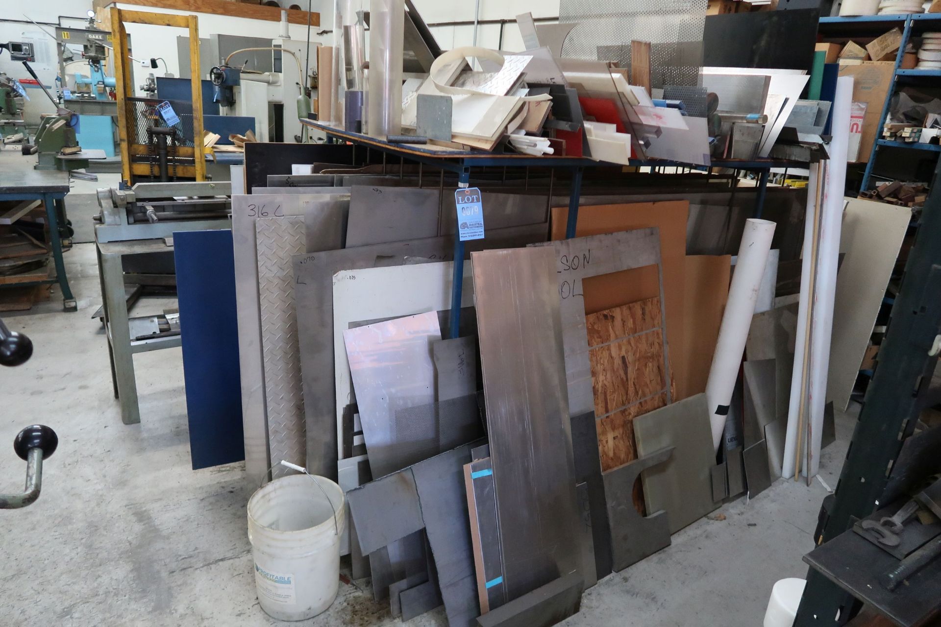 48" X 84" X 58" STEEL SHEET STOCK RACK WITH MISCELLANEOUS SHEET STOCK