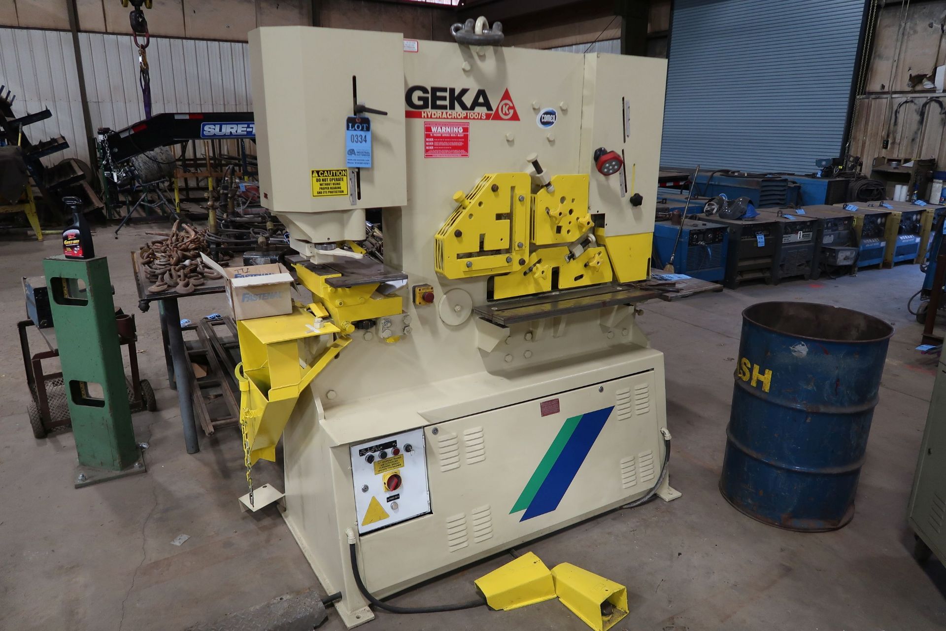 100 TON GEKA HYDRA CROP HYD-100 HYDRAULIC POWER IRONWORKER; S/N 14484, 6" X 6" X 1/2" CAPACITY,