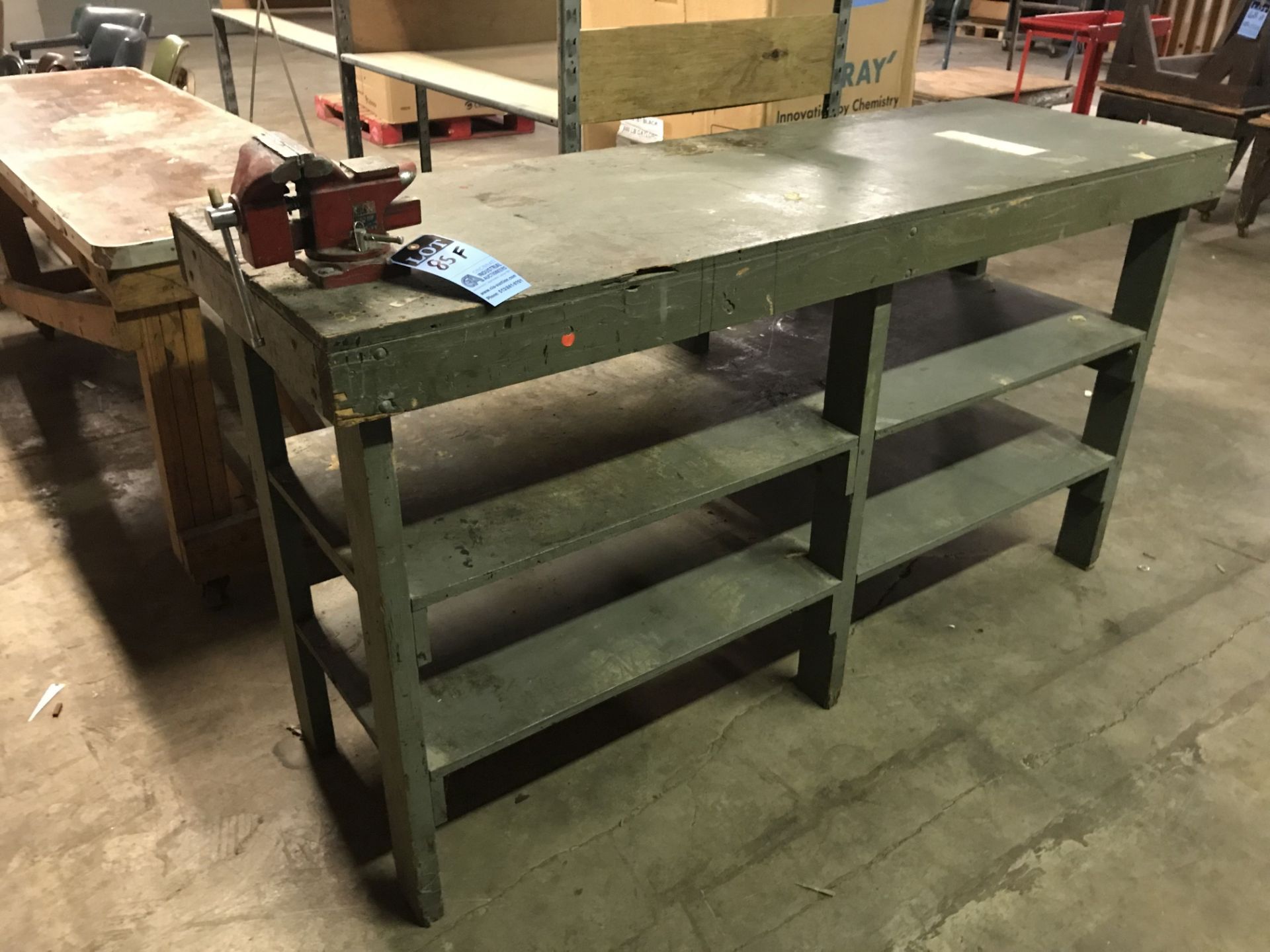 24" X 72" X 39" HIGH WOOD TABLE W/ VISE