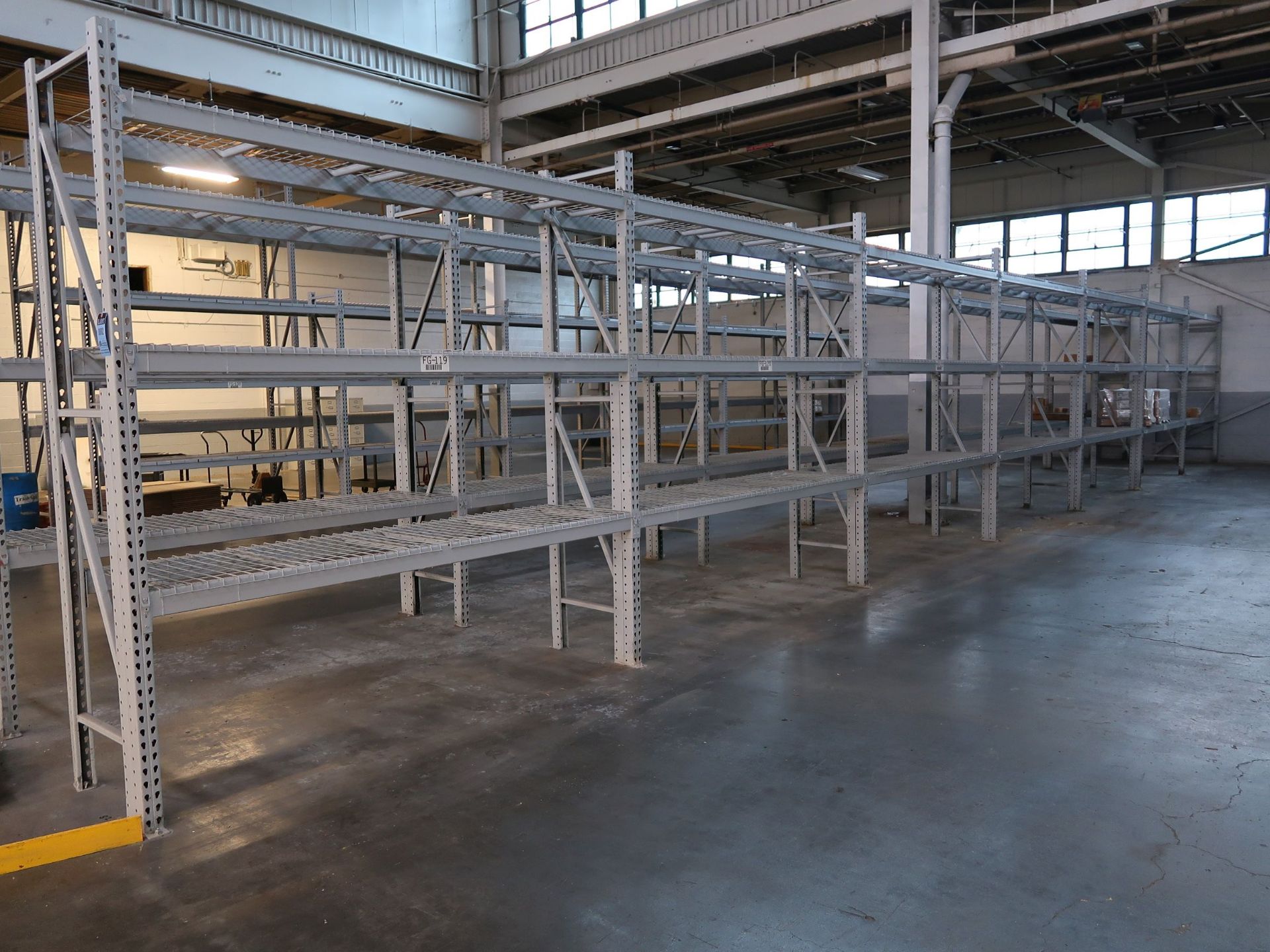 SECTIONS 28" X 180" X 117" TEARDROP ADJUSTABLE BEAM PALLET RACKS WITH (8) 28" X 117" UPRIGHTS, (