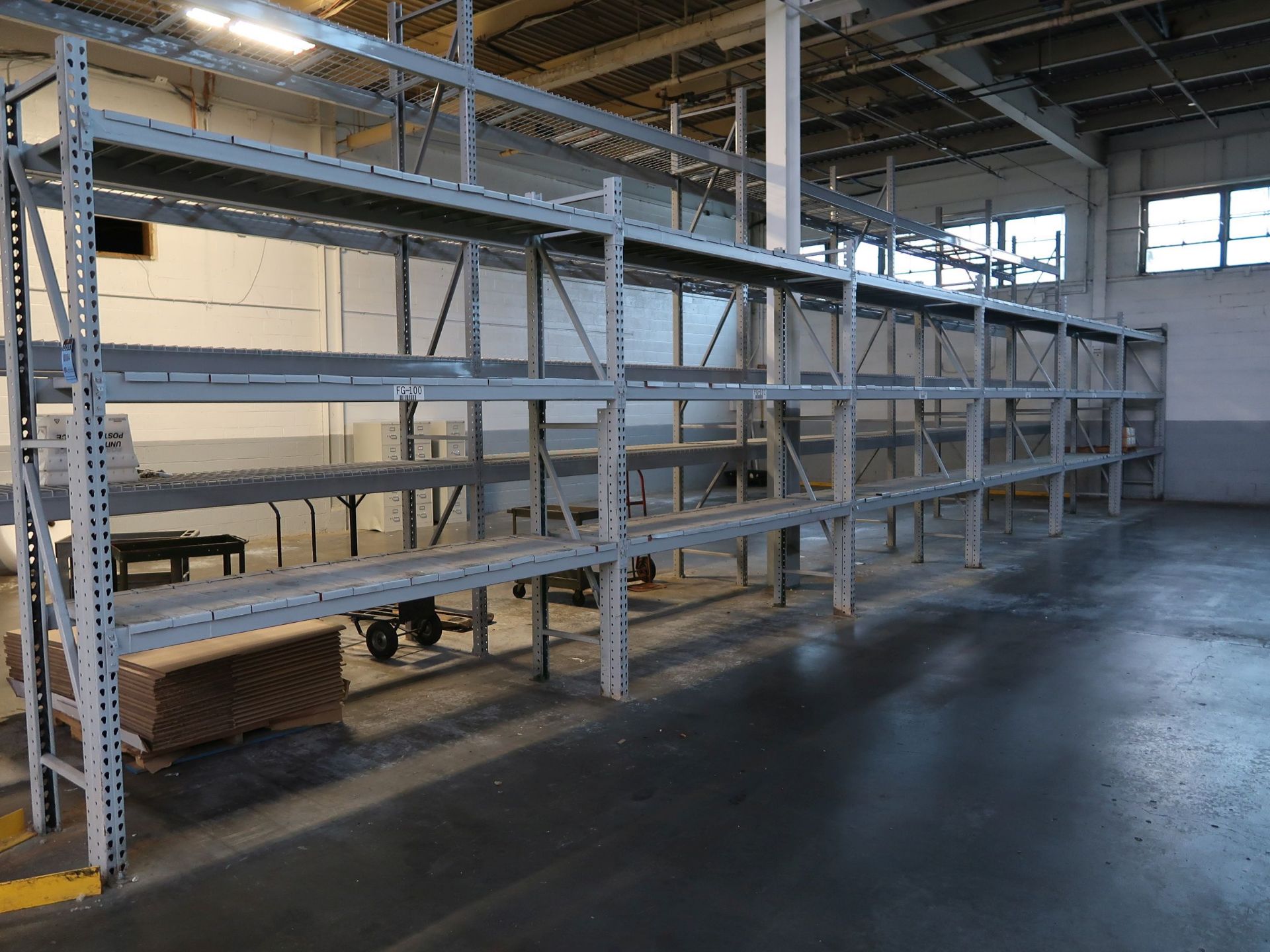 SECTIONS 28" X 180" X 117" TEARDROP ADJUSTABLE BEAM PALLET RACKS WITH (7) 28" X 117" UPRIGHTS, (