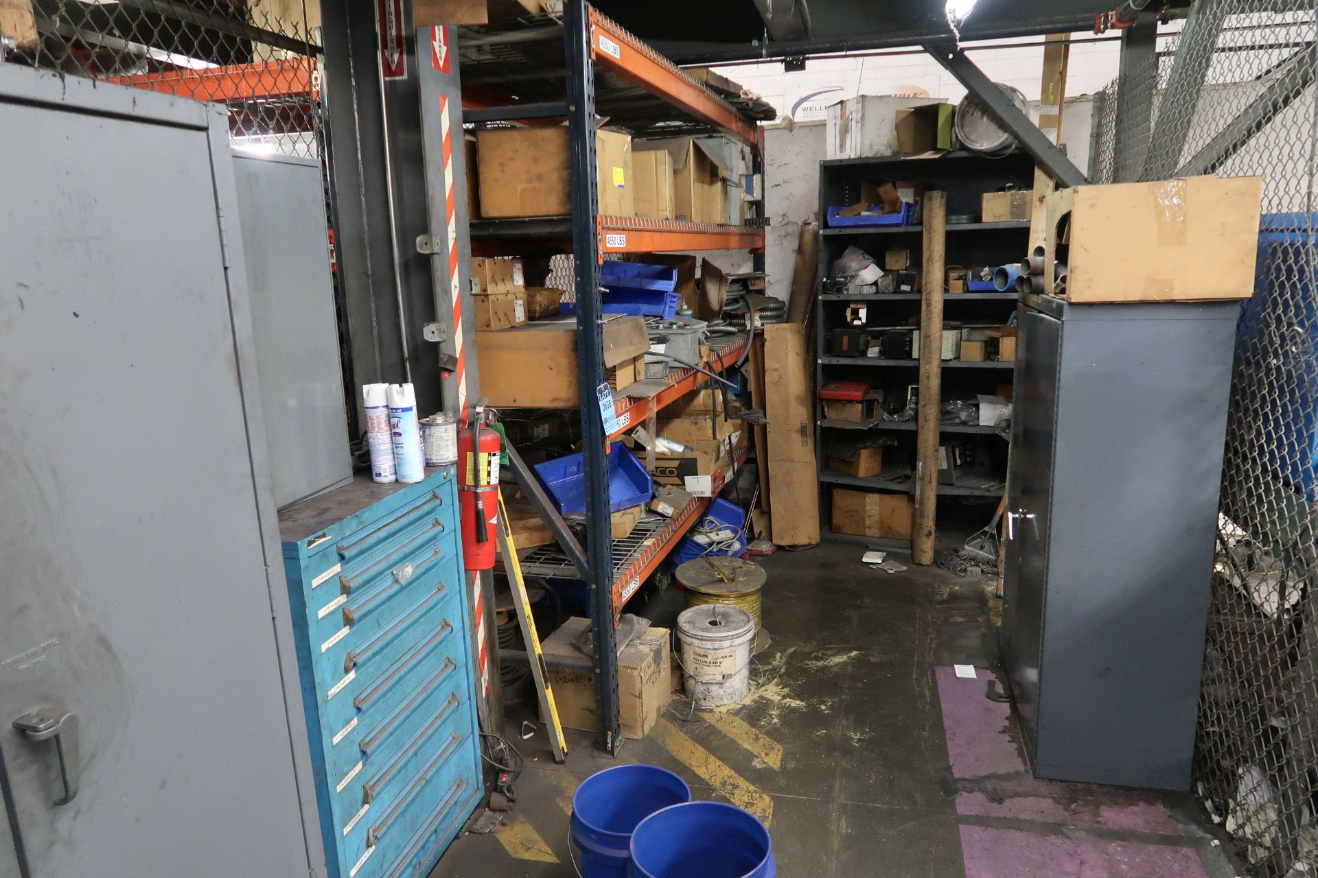 (LOT) CABINETS AND RACKS WITH MAINTENANCE SUPPLIES UNDER STEP **LOADING PRICE DUE TO ERRA - $1,500.