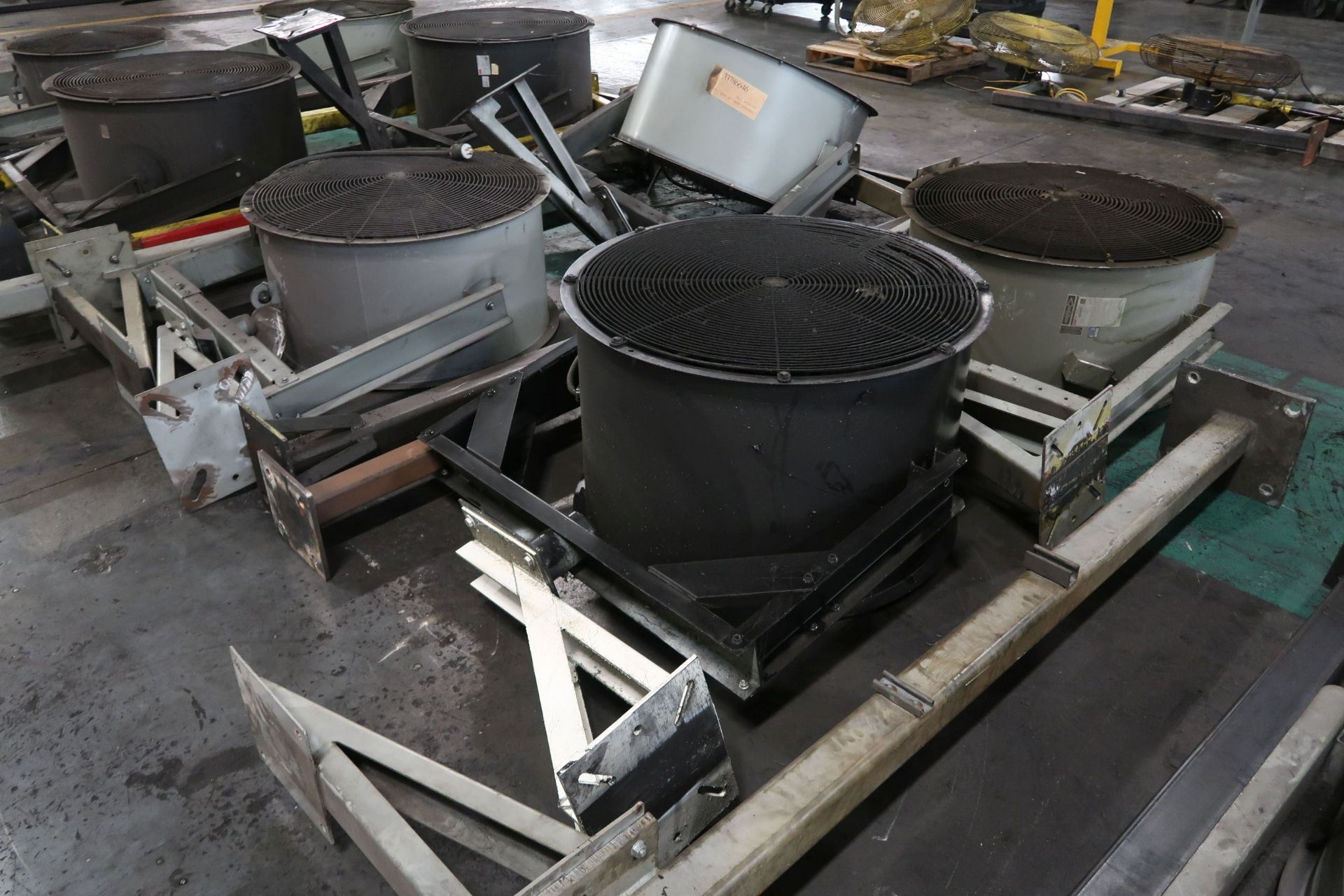 CIRCULAR FANS WITH FLOOR POSTS AND MOUNTING **LOADING PRICE DUE TO ERRA - $50.00** - Image 2 of 2