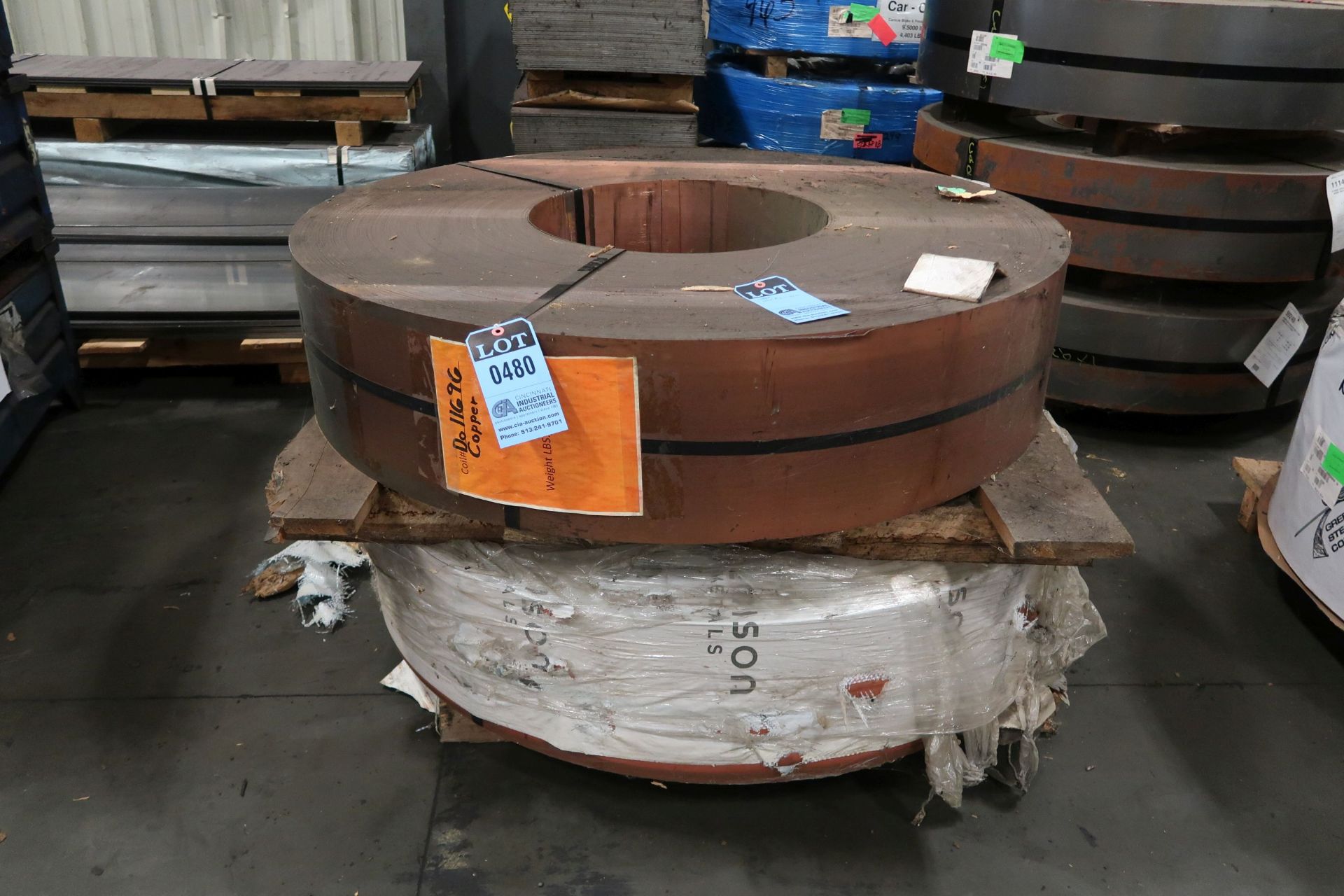 (LOT) (2) 10-3/4" WIDE COILS - ESTIMATED AT APPROX. 9,900 LB. - SOLD BY THE LOT **LOADING