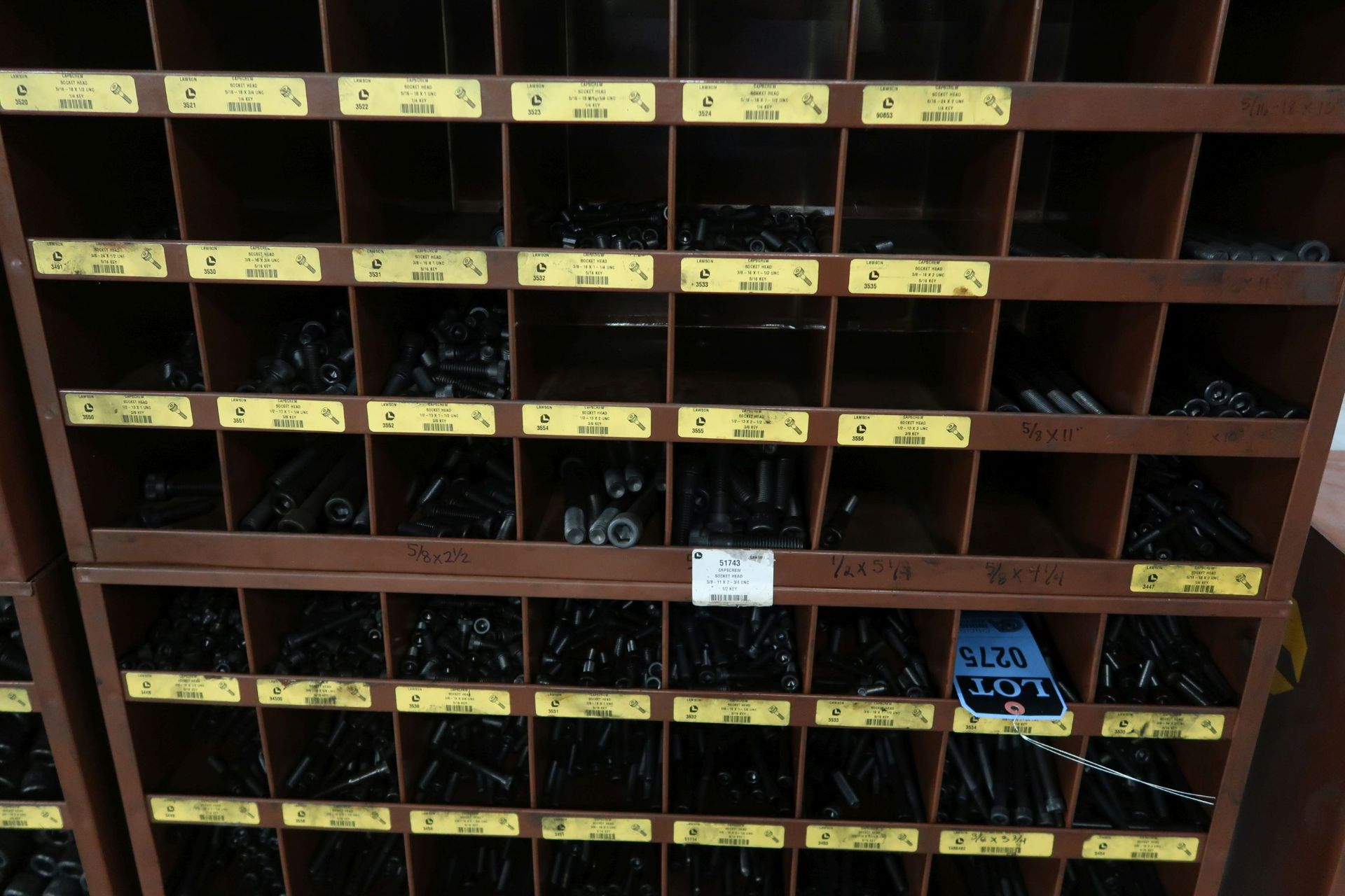 40 BIN AND 72 BIN PIDGEON HOLE HARDWARE CABINET WITH CONTENTS **LOADING PRICE DUE TO ERRA - $25. - Image 2 of 3