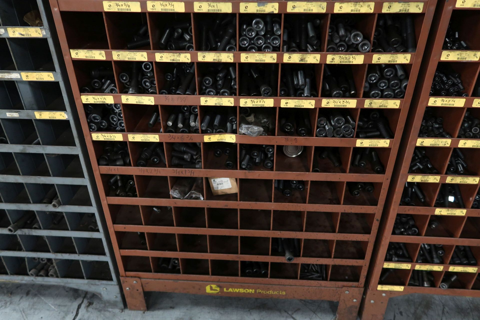 40 BIN AND 72 BIN PIDGEON HOLE HARDWARE CABINET WITH CONTENTS **LOADING PRICE DUE TO ERRA - $25. - Image 3 of 3