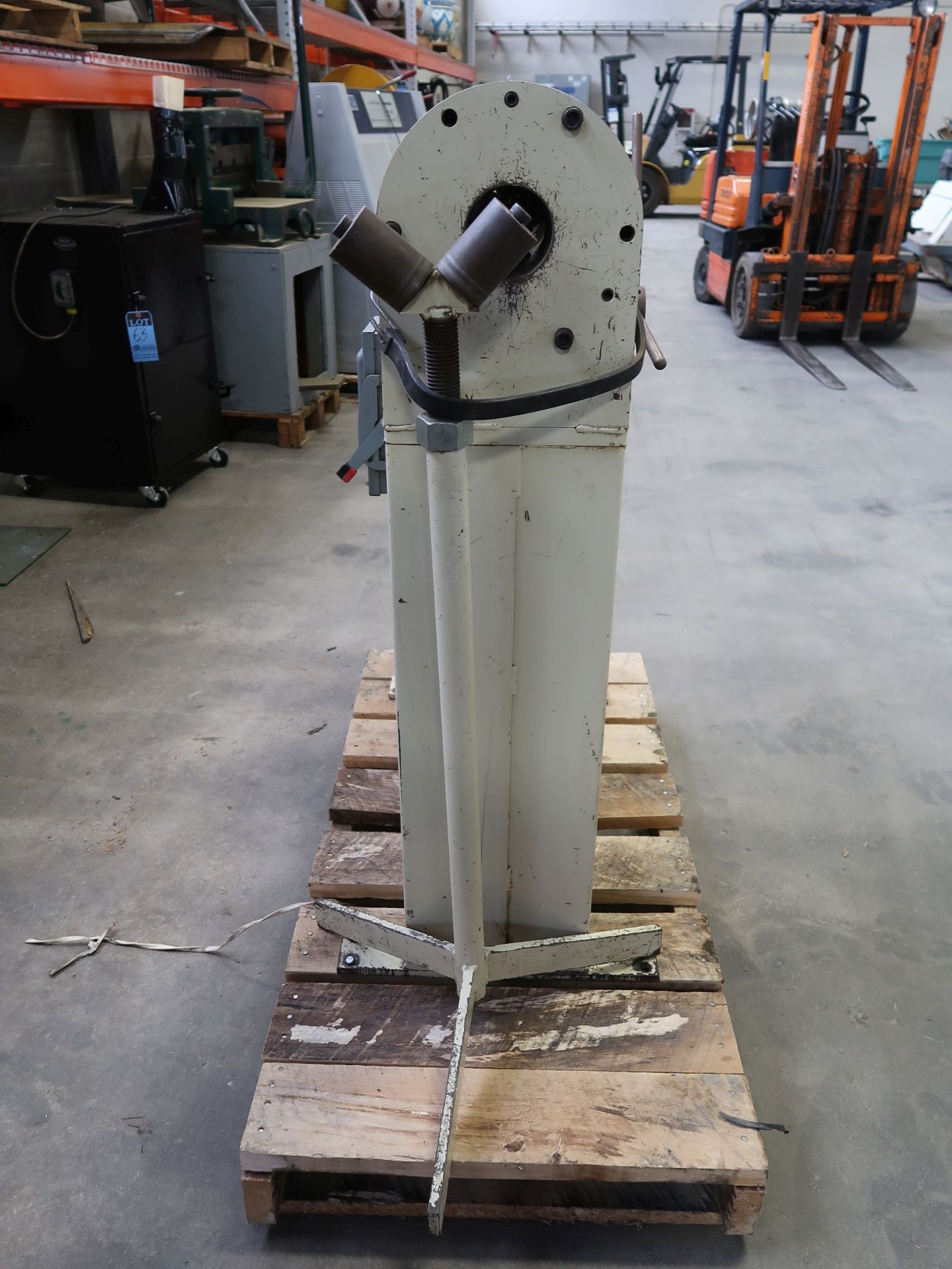 LNS BAR CHAMFER MACHINE; S/N 776030S, 10" THREE JAW CHUCK, 6" STROKE, 1 HP, WITH BAR STAND - Image 4 of 7